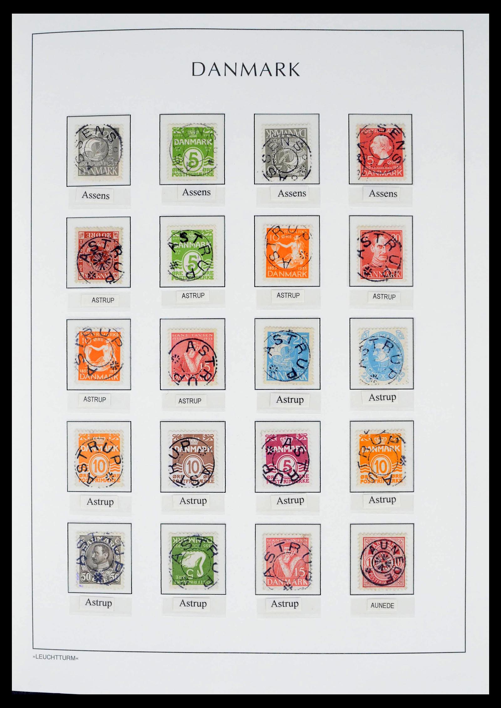 39450 0009 - Postzegelverzameling 39450 Denemarken sterstempels 1874-1940.