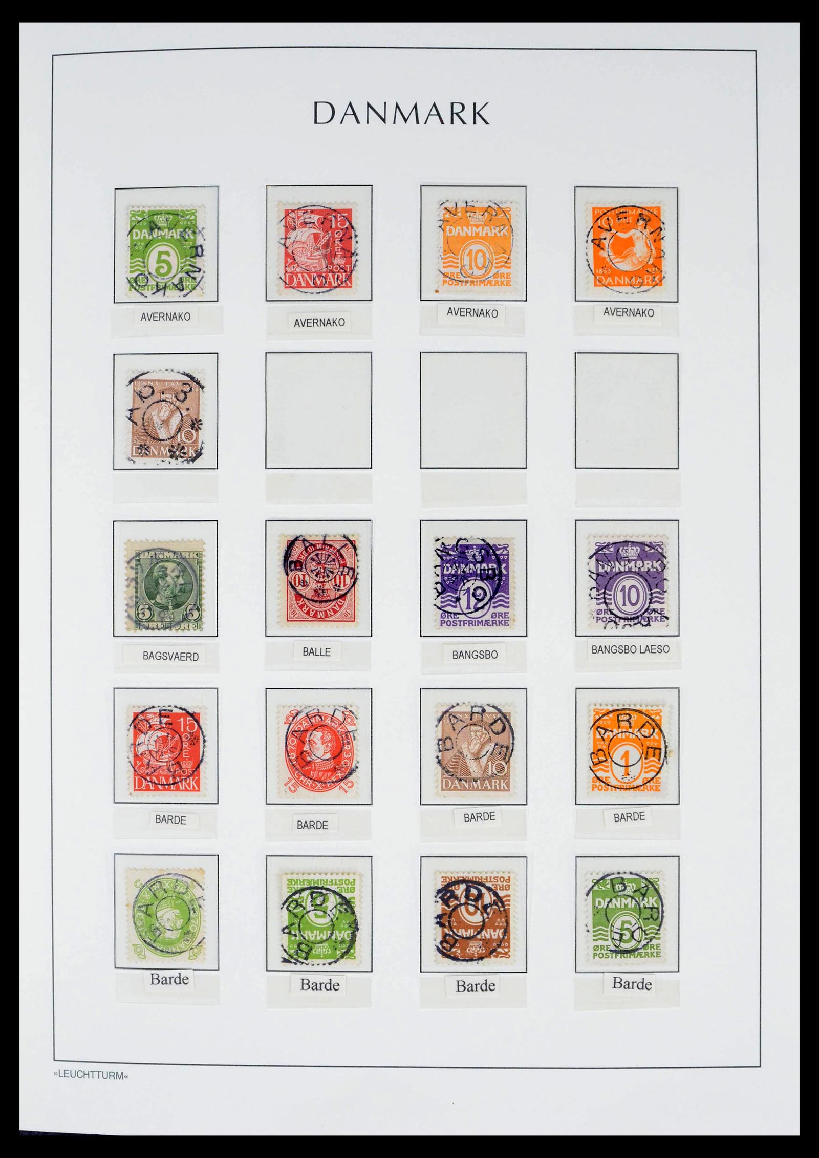 39450 0010 - Postzegelverzameling 39450 Denemarken sterstempels 1874-1940.