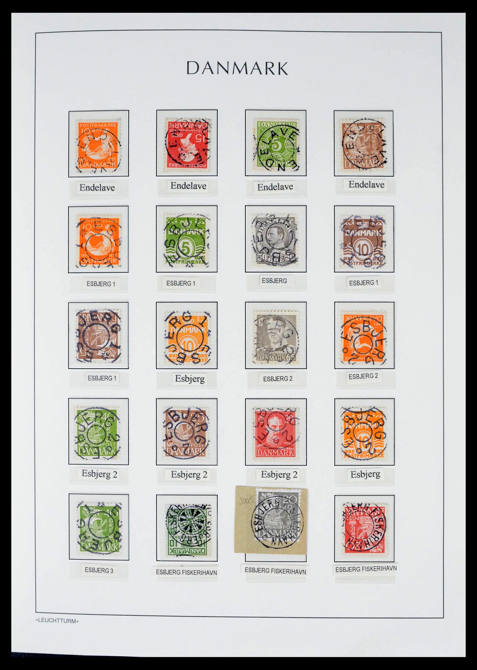 39450 0021 - Postzegelverzameling 39450 Denemarken sterstempels 1874-1940.