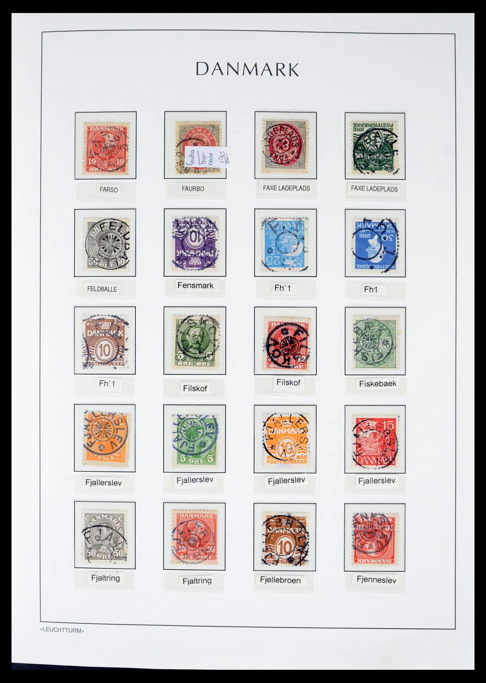 39450 0024 - Postzegelverzameling 39450 Denemarken sterstempels 1874-1940.
