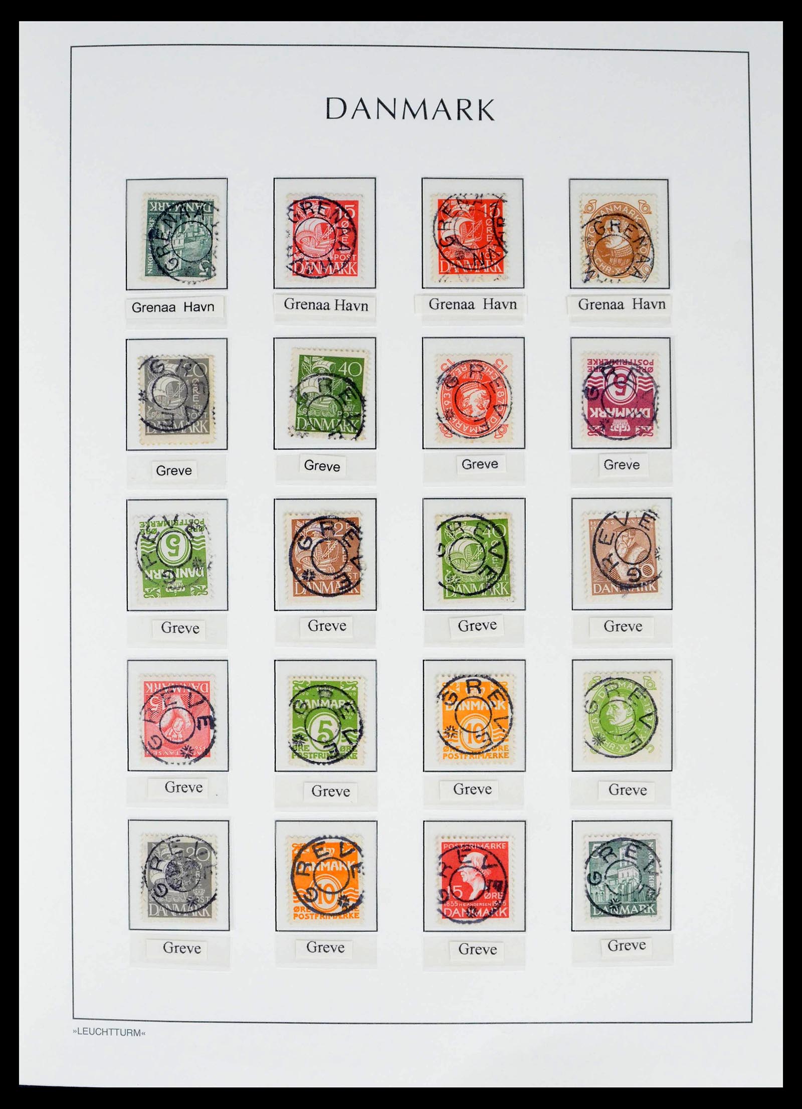 39450 0030 - Postzegelverzameling 39450 Denemarken sterstempels 1874-1940.