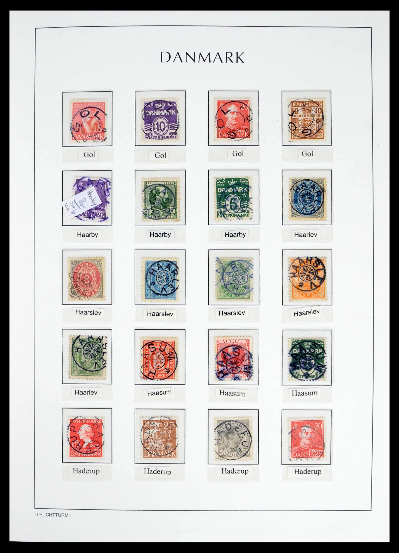 39450 0033 - Postzegelverzameling 39450 Denemarken sterstempels 1874-1940.