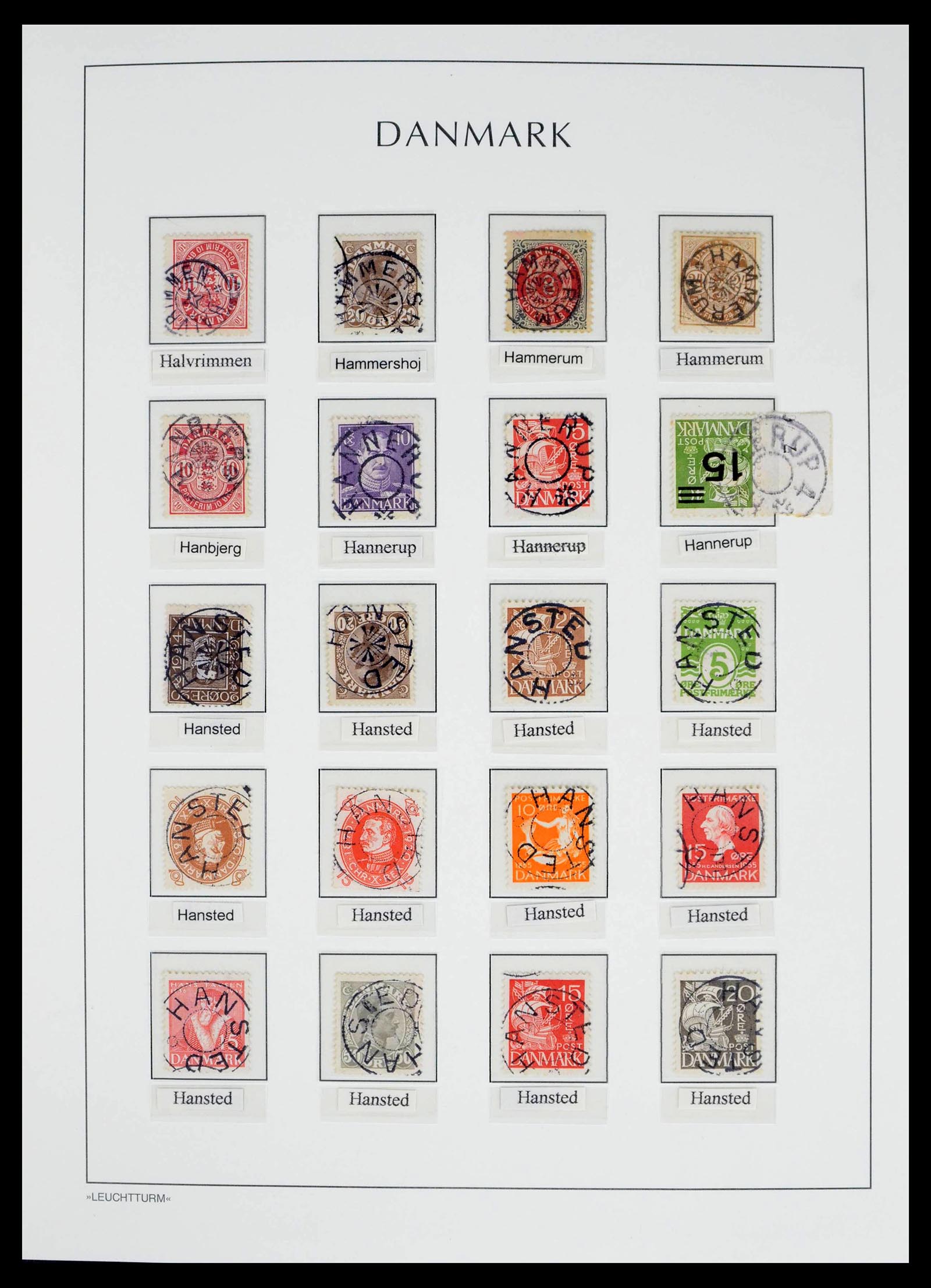 39450 0037 - Postzegelverzameling 39450 Denemarken sterstempels 1874-1940.