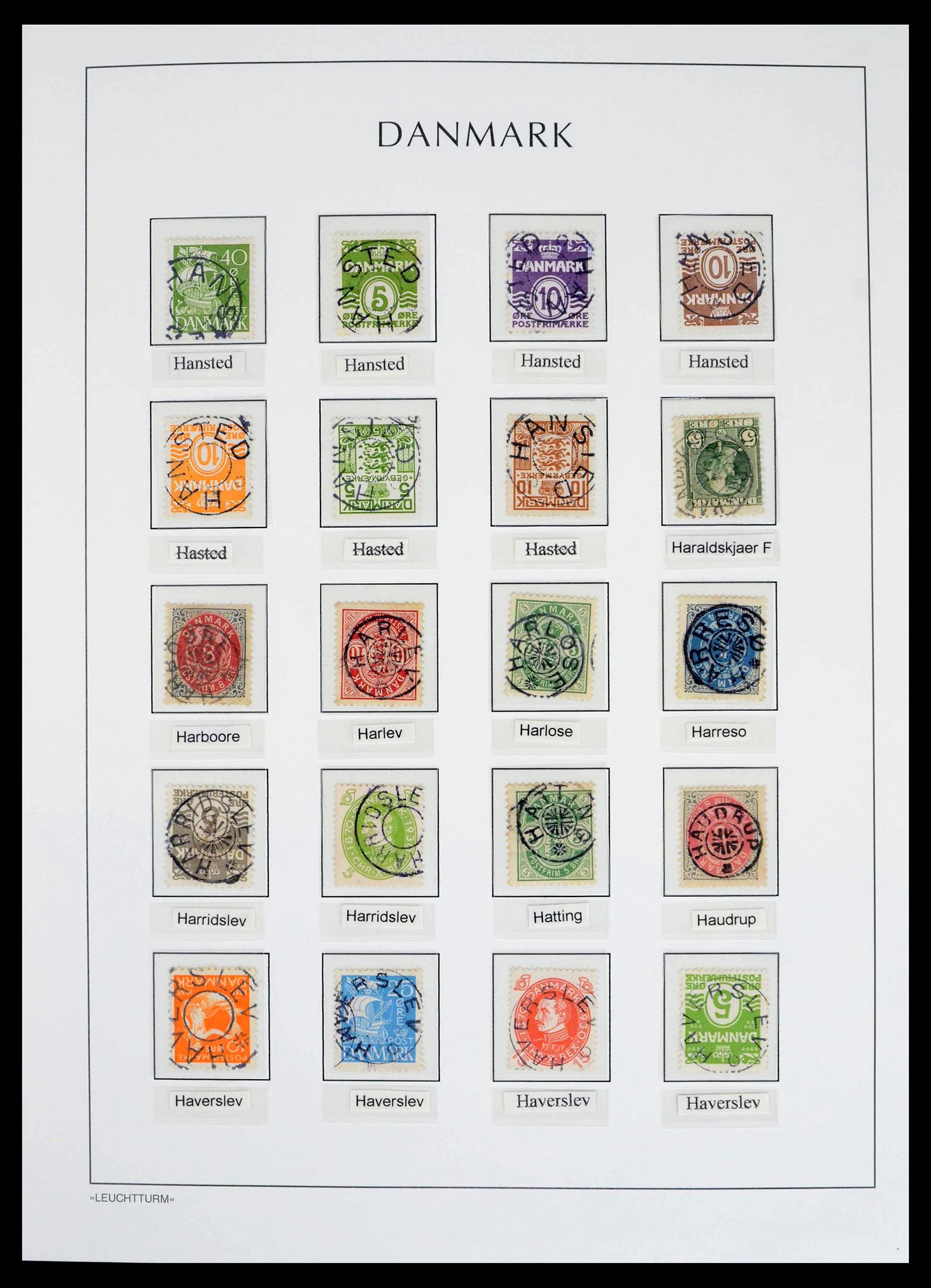 39450 0038 - Postzegelverzameling 39450 Denemarken sterstempels 1874-1940.