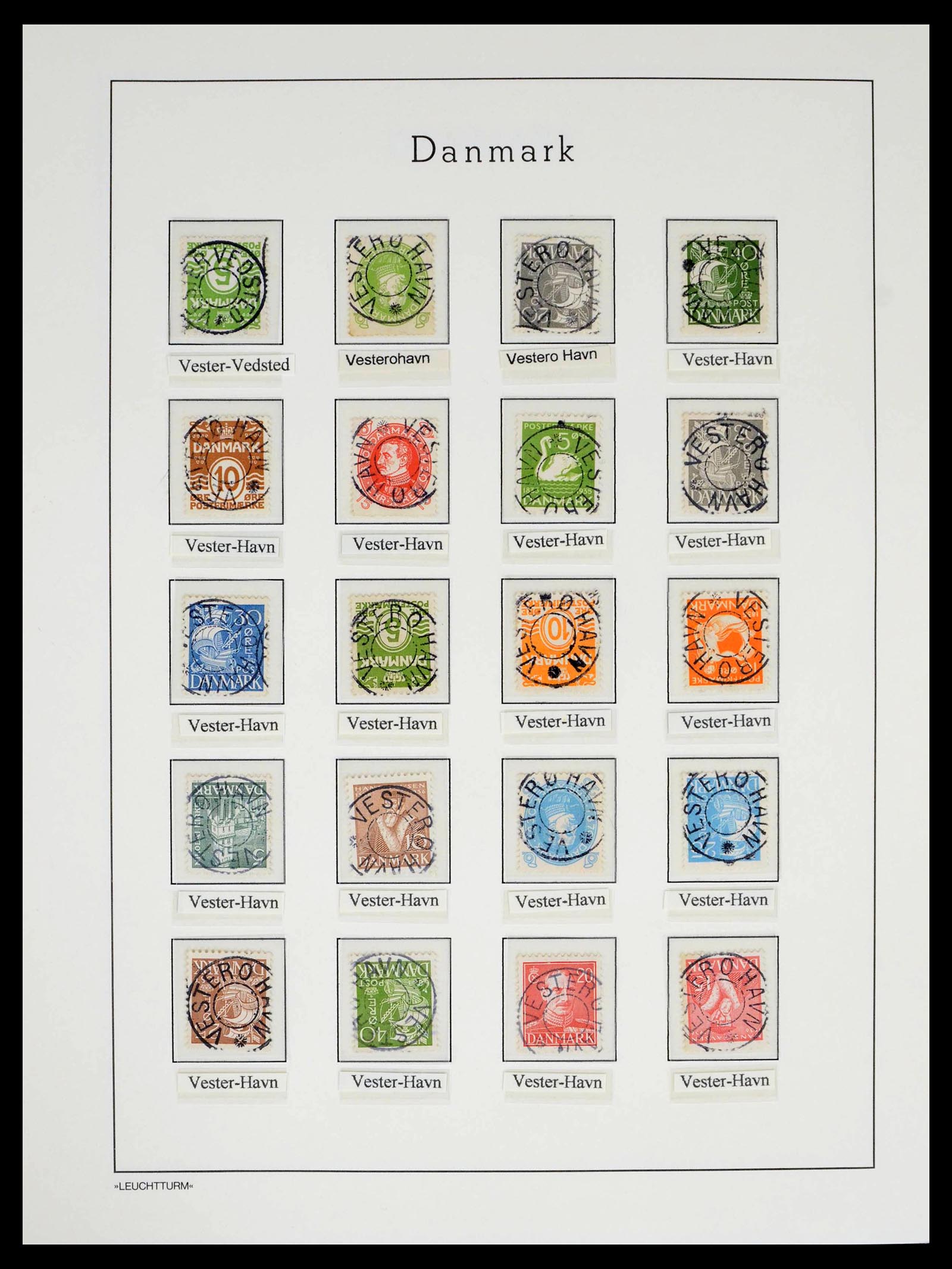 39450 0141 - Postzegelverzameling 39450 Denemarken sterstempels 1874-1940.
