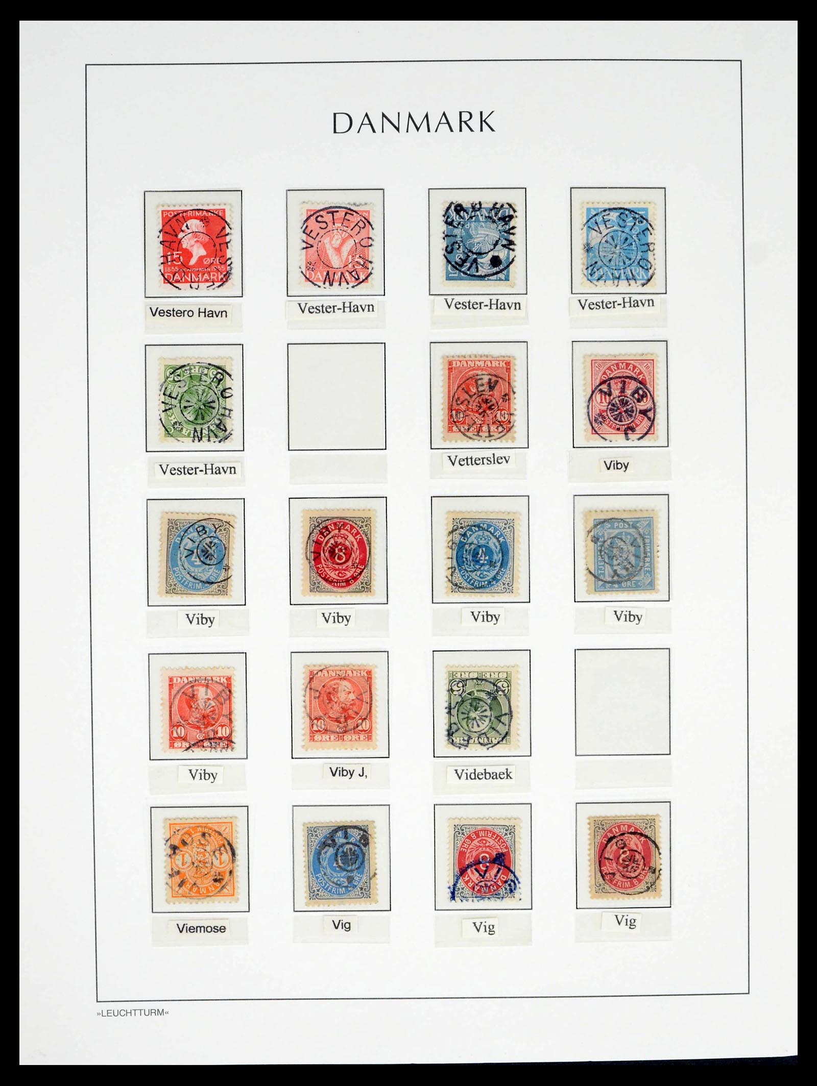 39450 0142 - Postzegelverzameling 39450 Denemarken sterstempels 1874-1940.