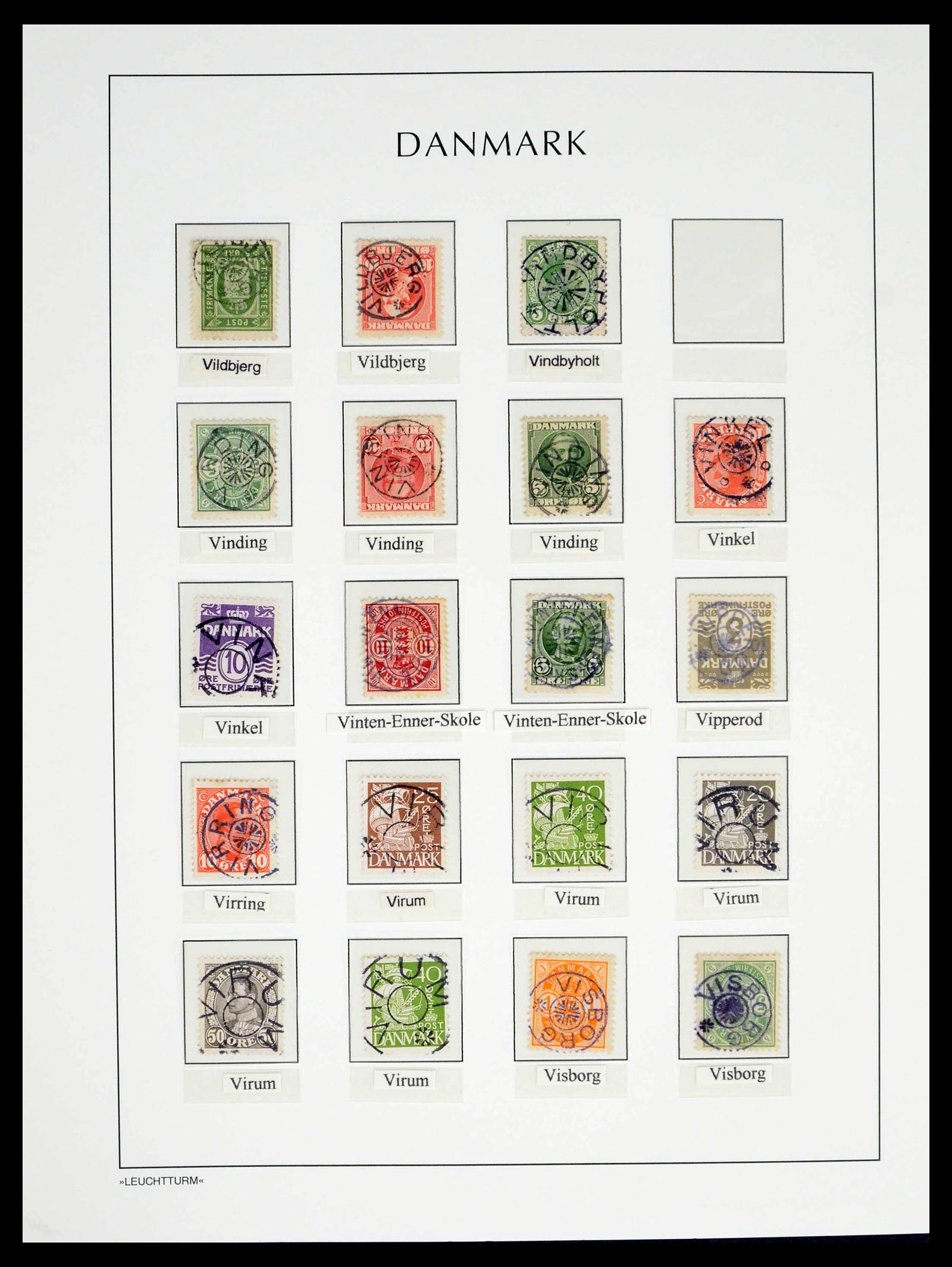 39450 0143 - Postzegelverzameling 39450 Denemarken sterstempels 1874-1940.