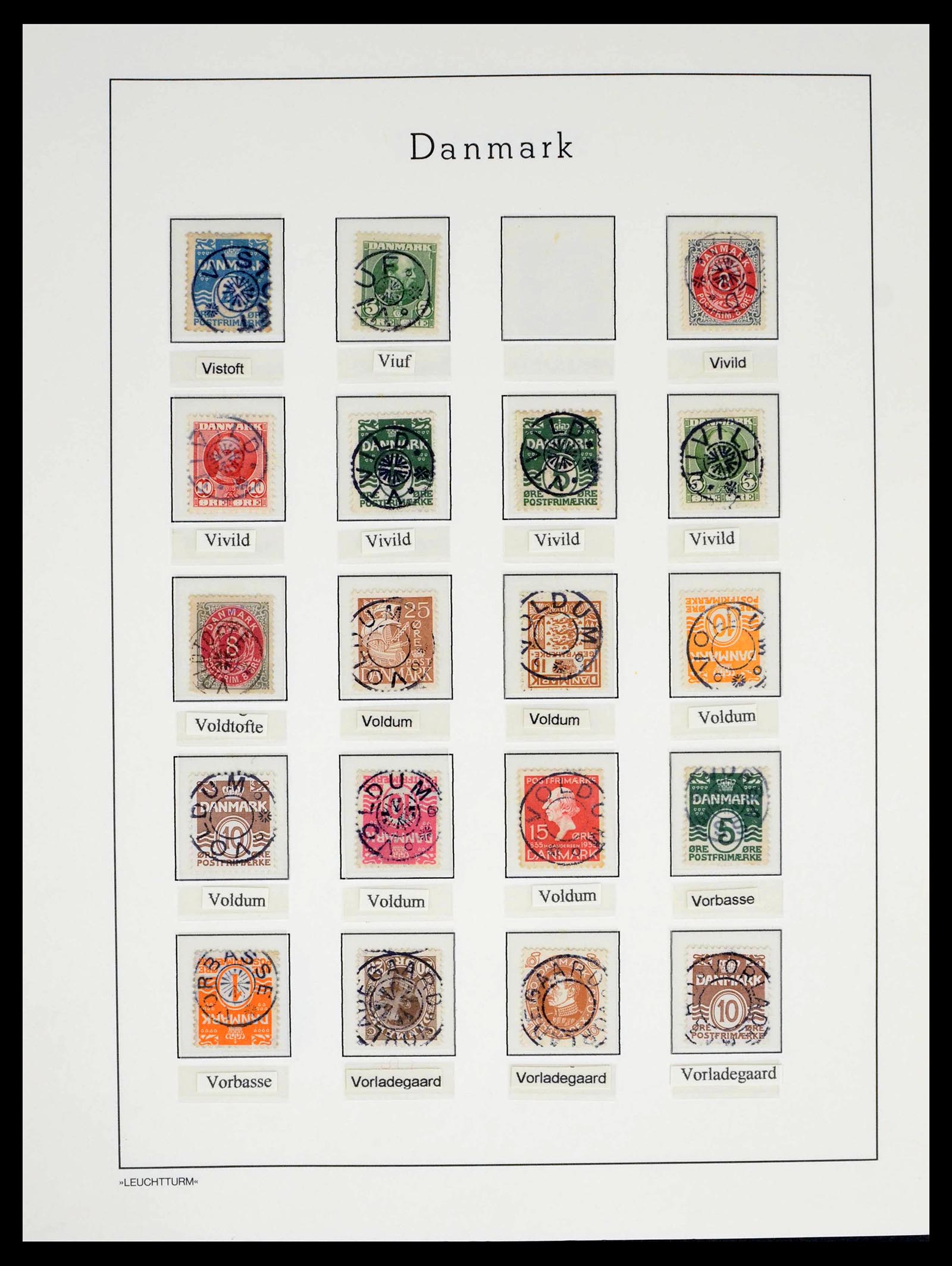 39450 0144 - Postzegelverzameling 39450 Denemarken sterstempels 1874-1940.