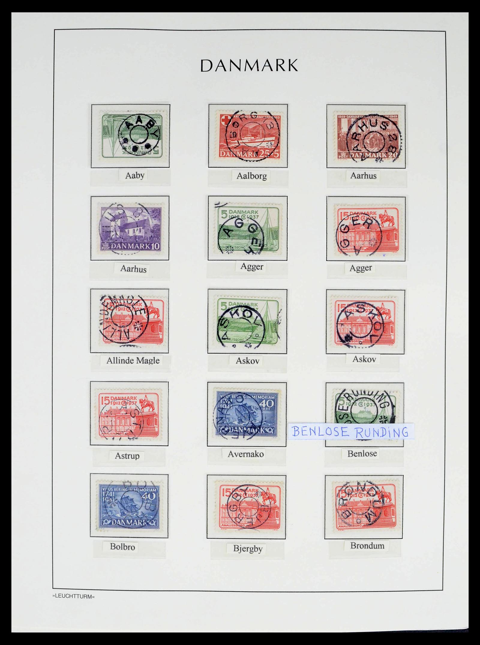 39450 0150 - Postzegelverzameling 39450 Denemarken sterstempels 1874-1940.