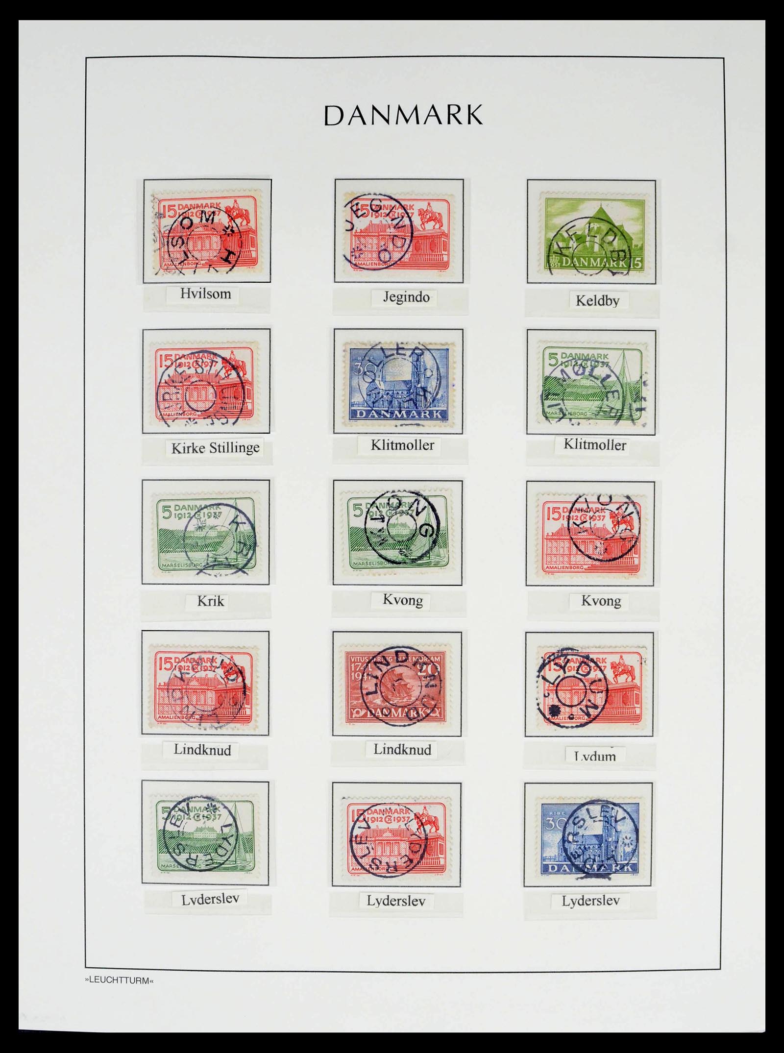39450 0153 - Postzegelverzameling 39450 Denemarken sterstempels 1874-1940.