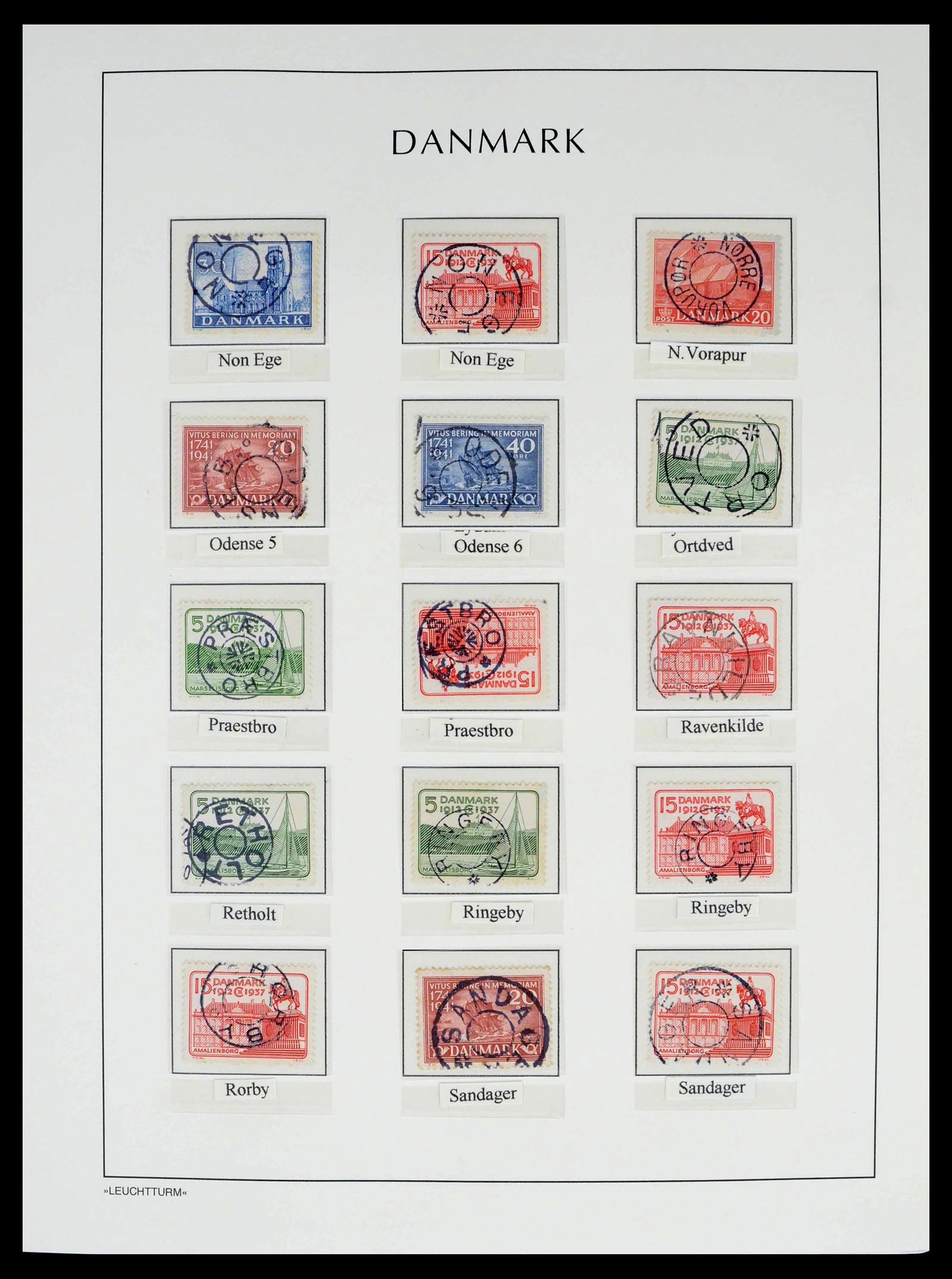 39450 0154 - Postzegelverzameling 39450 Denemarken sterstempels 1874-1940.