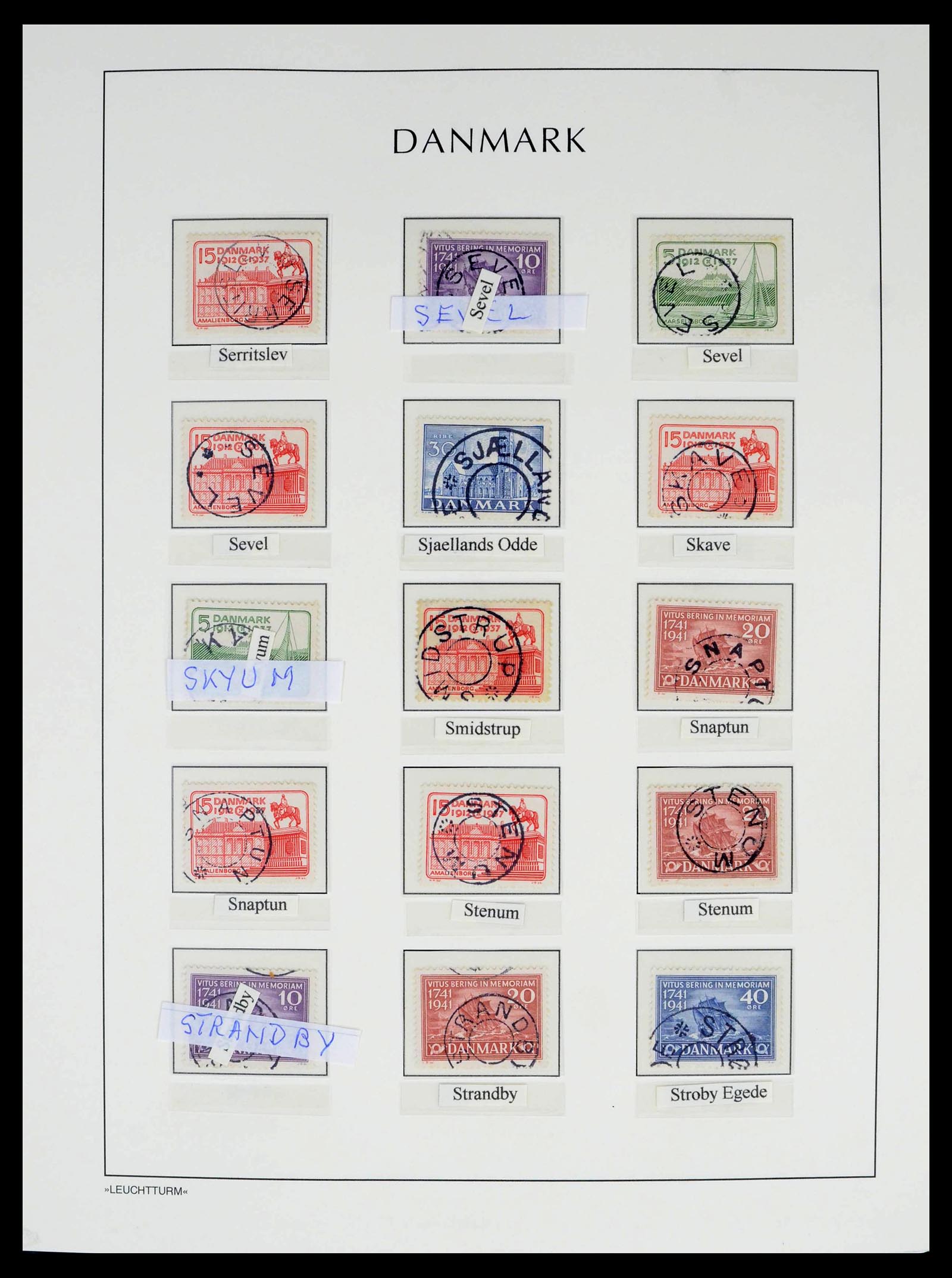 39450 0155 - Postzegelverzameling 39450 Denemarken sterstempels 1874-1940.