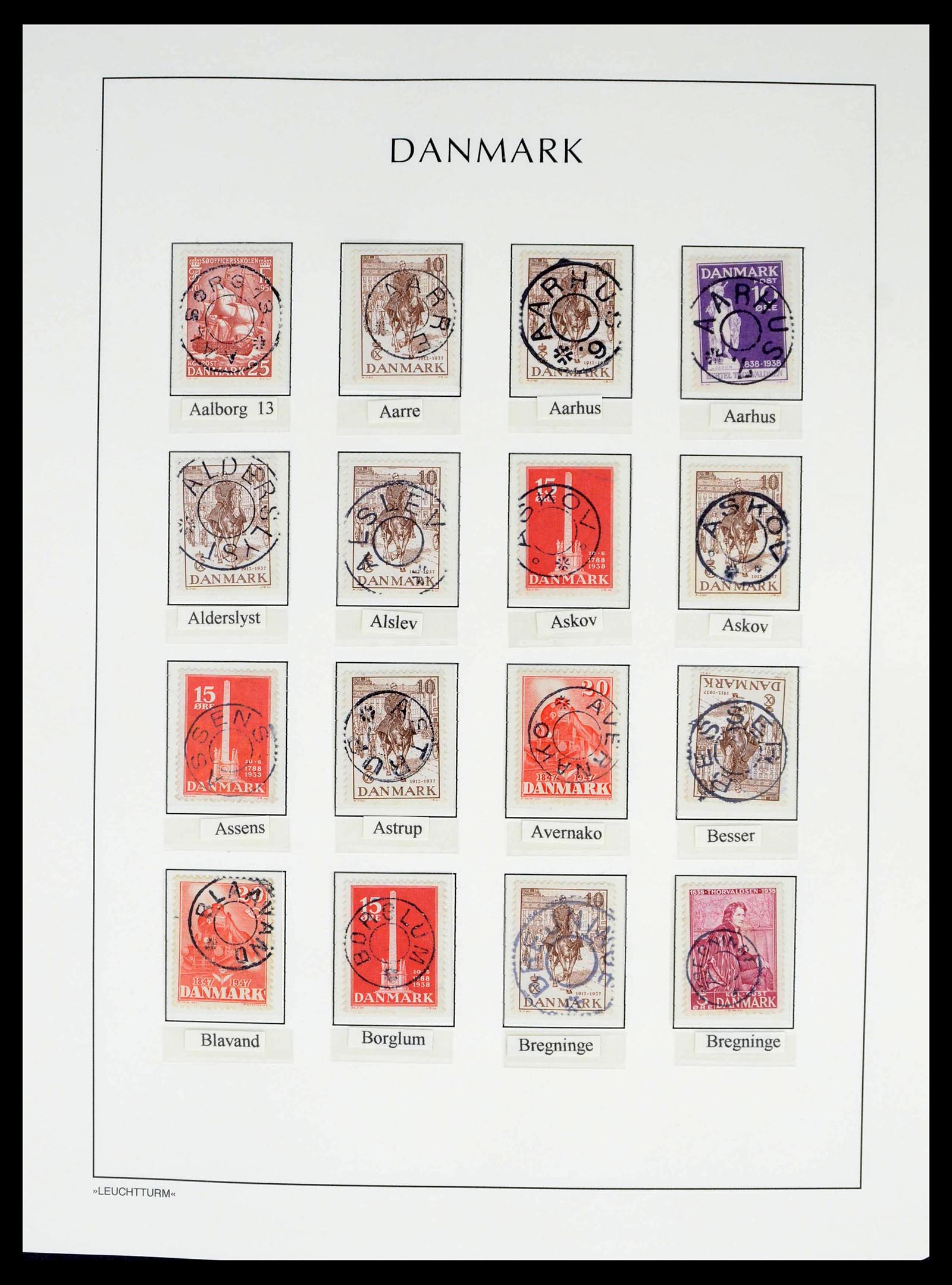 39450 0158 - Postzegelverzameling 39450 Denemarken sterstempels 1874-1940.