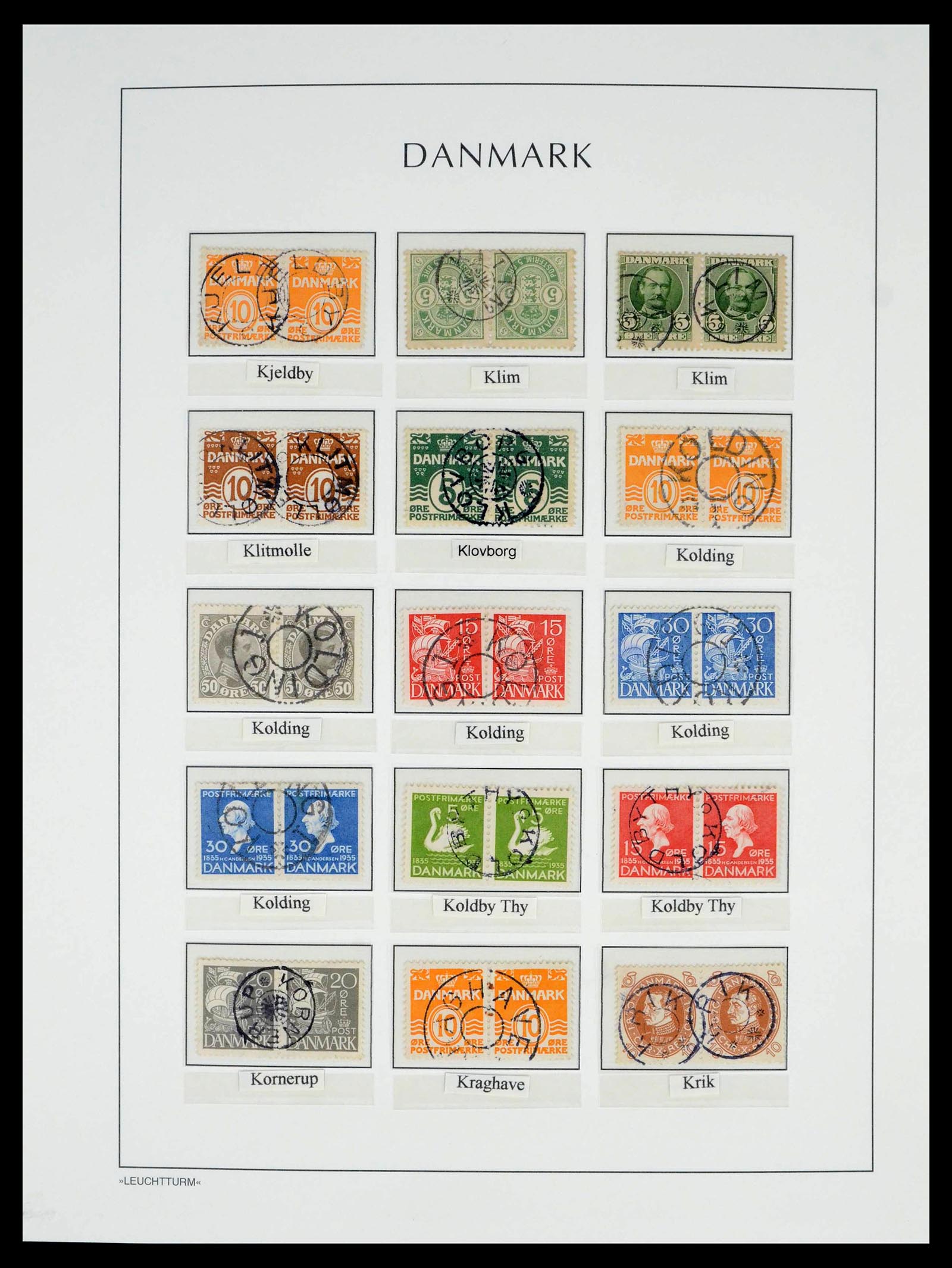 39450 0181 - Postzegelverzameling 39450 Denemarken sterstempels 1874-1940.