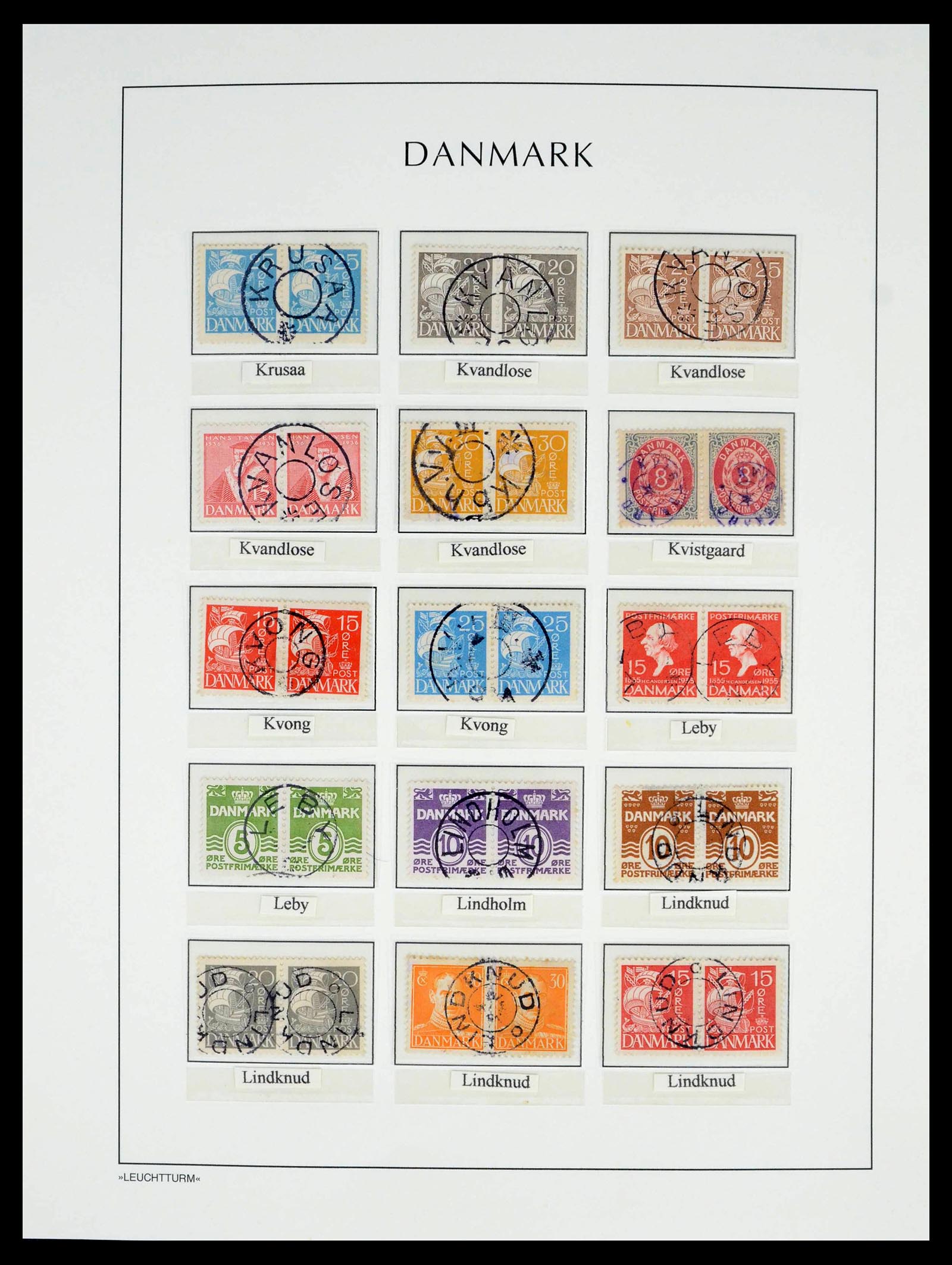 39450 0182 - Stamp collection 39450 Denmark star cancels 1874-1940.