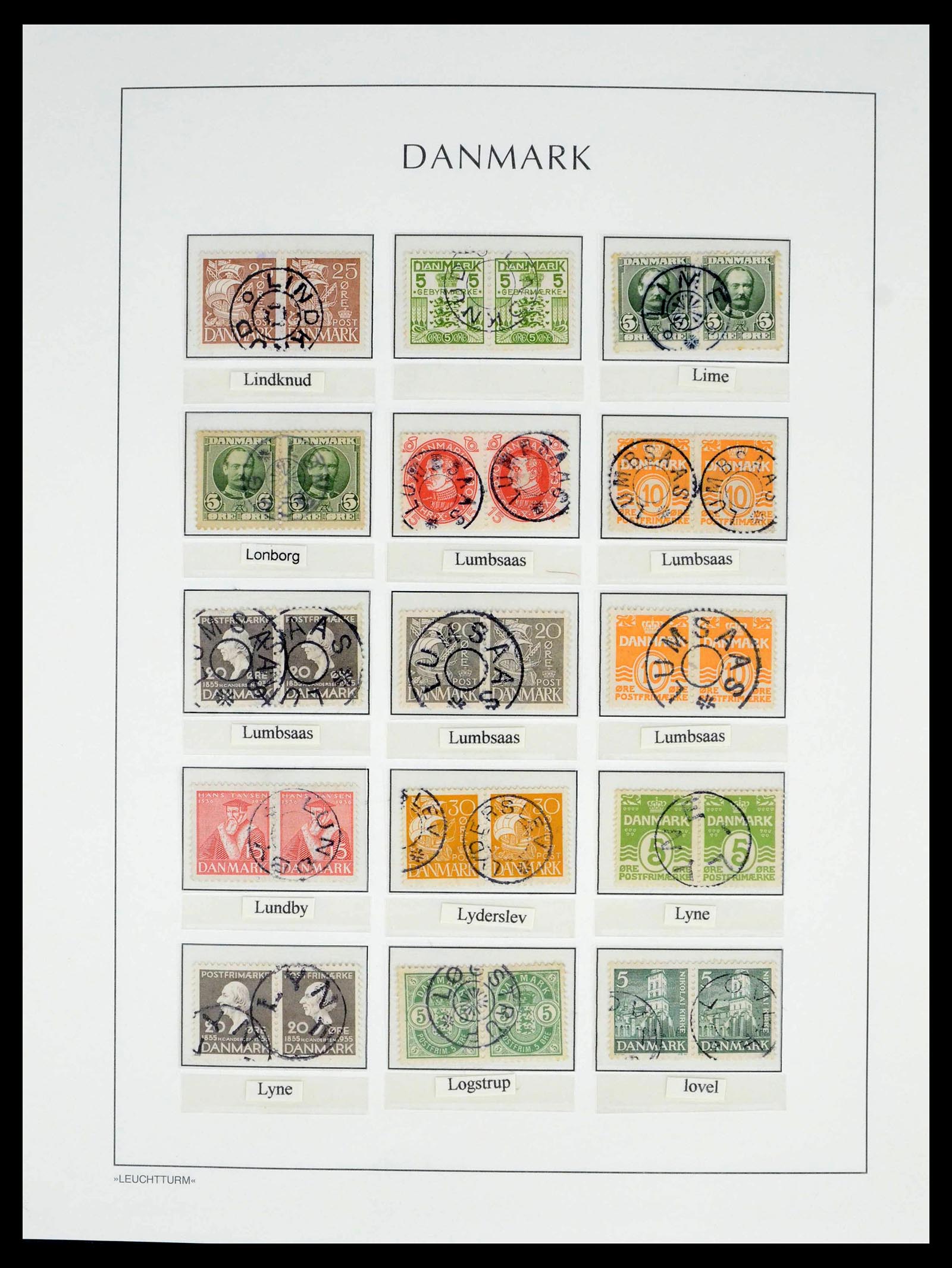 39450 0183 - Postzegelverzameling 39450 Denemarken sterstempels 1874-1940.