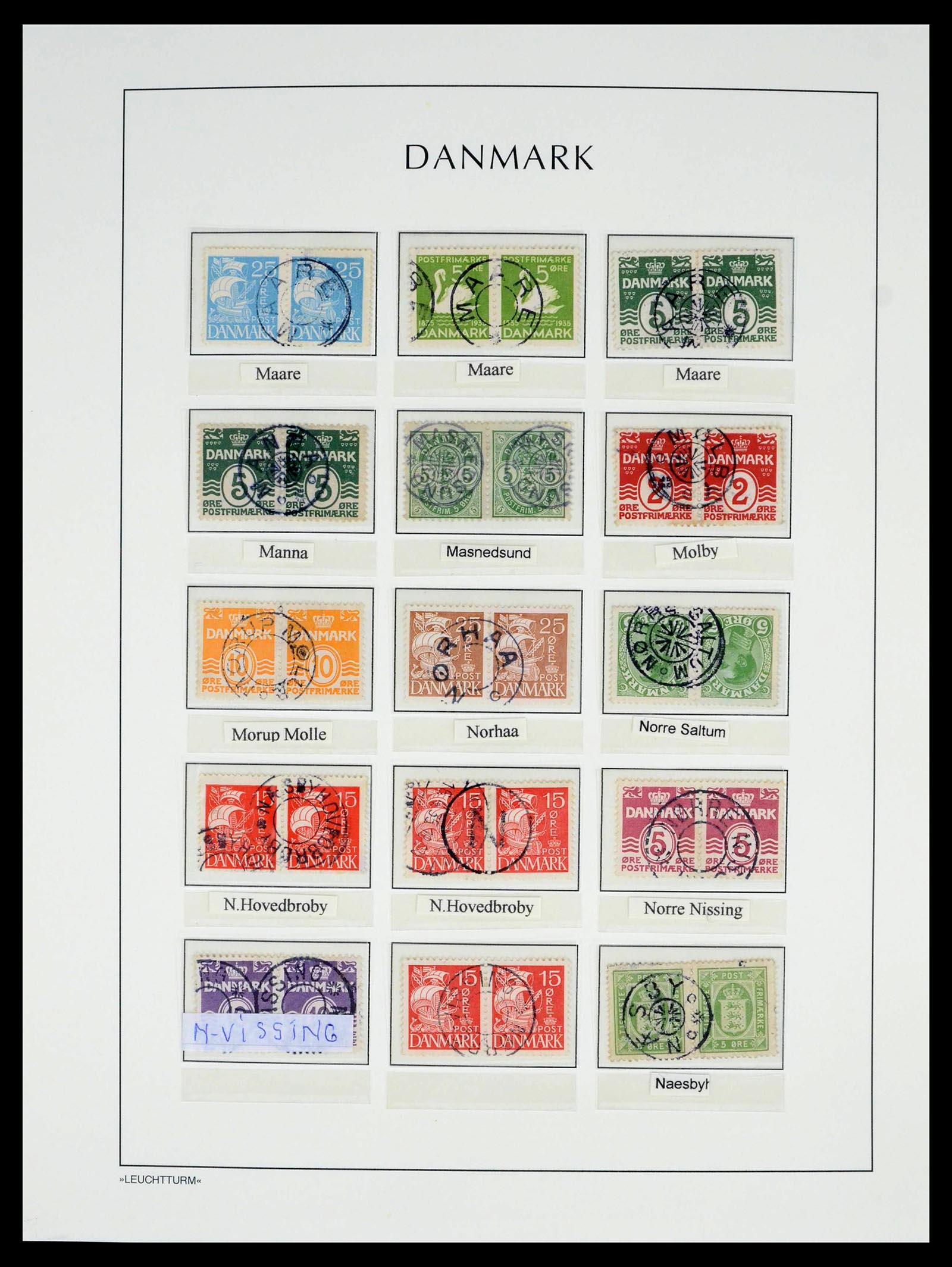 39450 0184 - Postzegelverzameling 39450 Denemarken sterstempels 1874-1940.