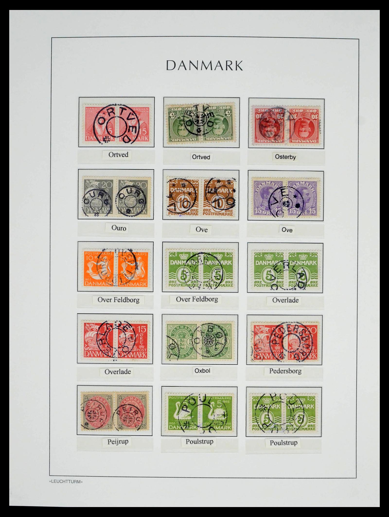 39450 0186 - Stamp collection 39450 Denmark star cancels 1874-1940.