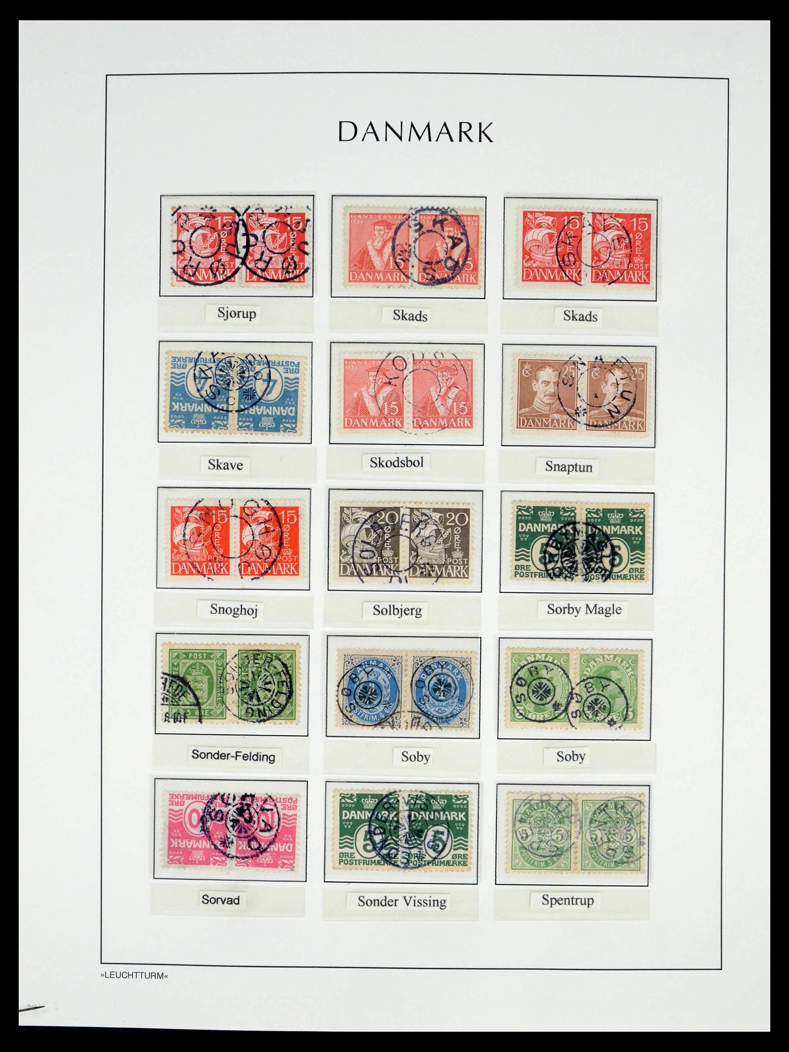 39450 0189 - Stamp collection 39450 Denmark star cancels 1874-1940.