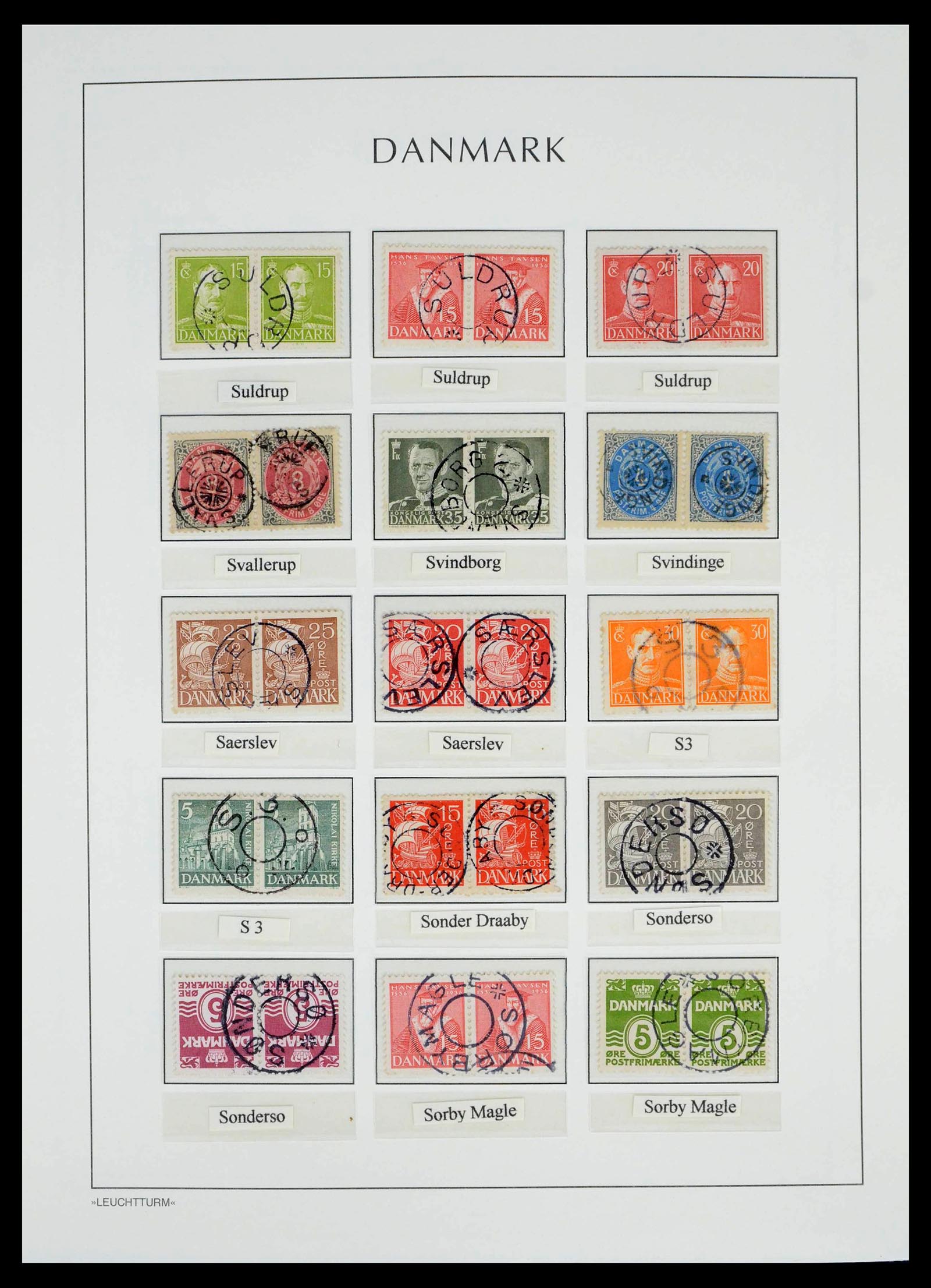 39450 0191 - Stamp collection 39450 Denmark star cancels 1874-1940.