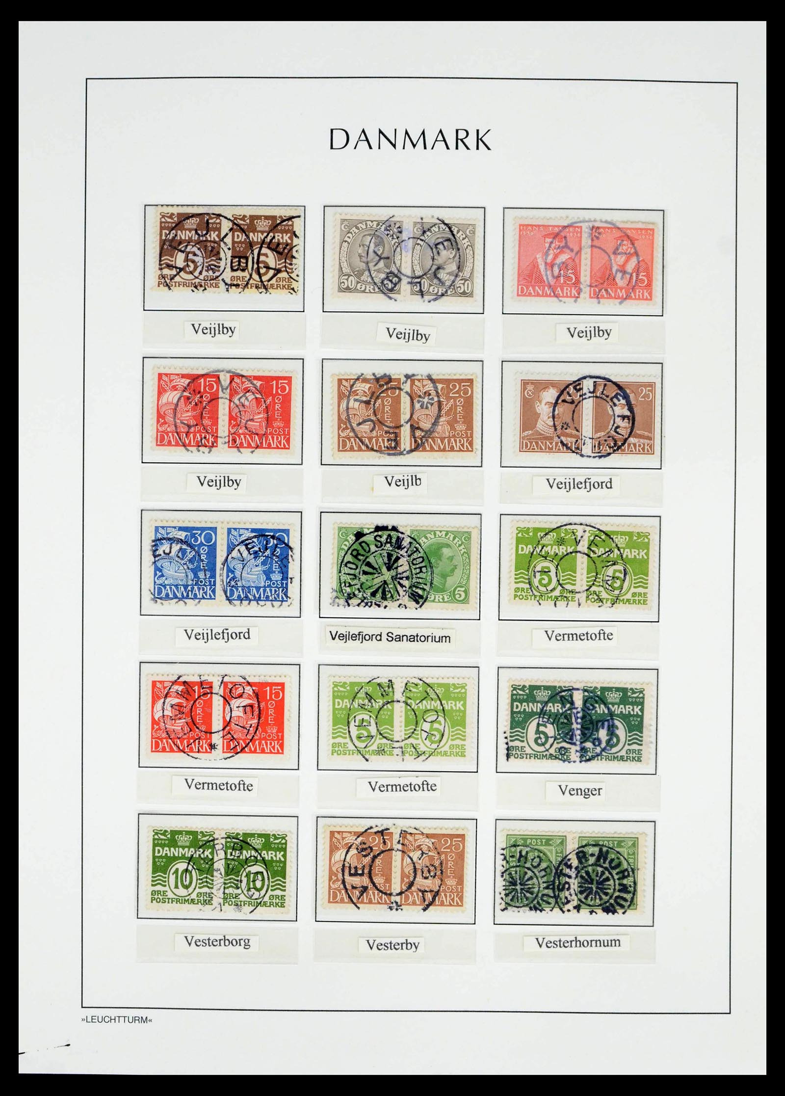 39450 0194 - Postzegelverzameling 39450 Denemarken sterstempels 1874-1940.