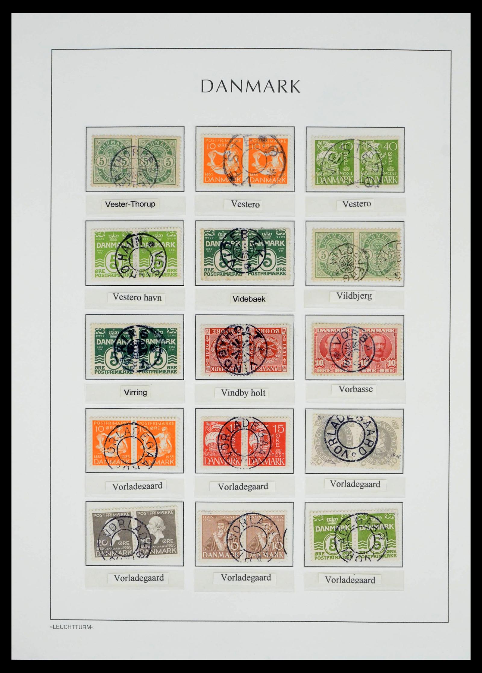 39450 0195 - Stamp collection 39450 Denmark star cancels 1874-1940.