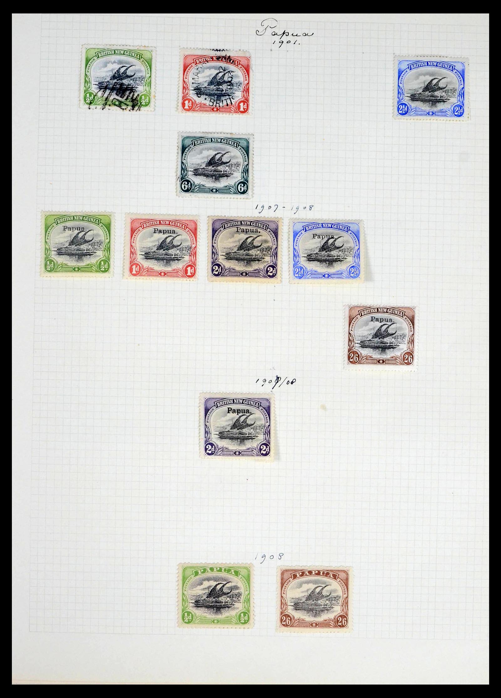 39452 0002 - Postzegelverzameling 39452 Papua & NW Pacific 1900-1935.