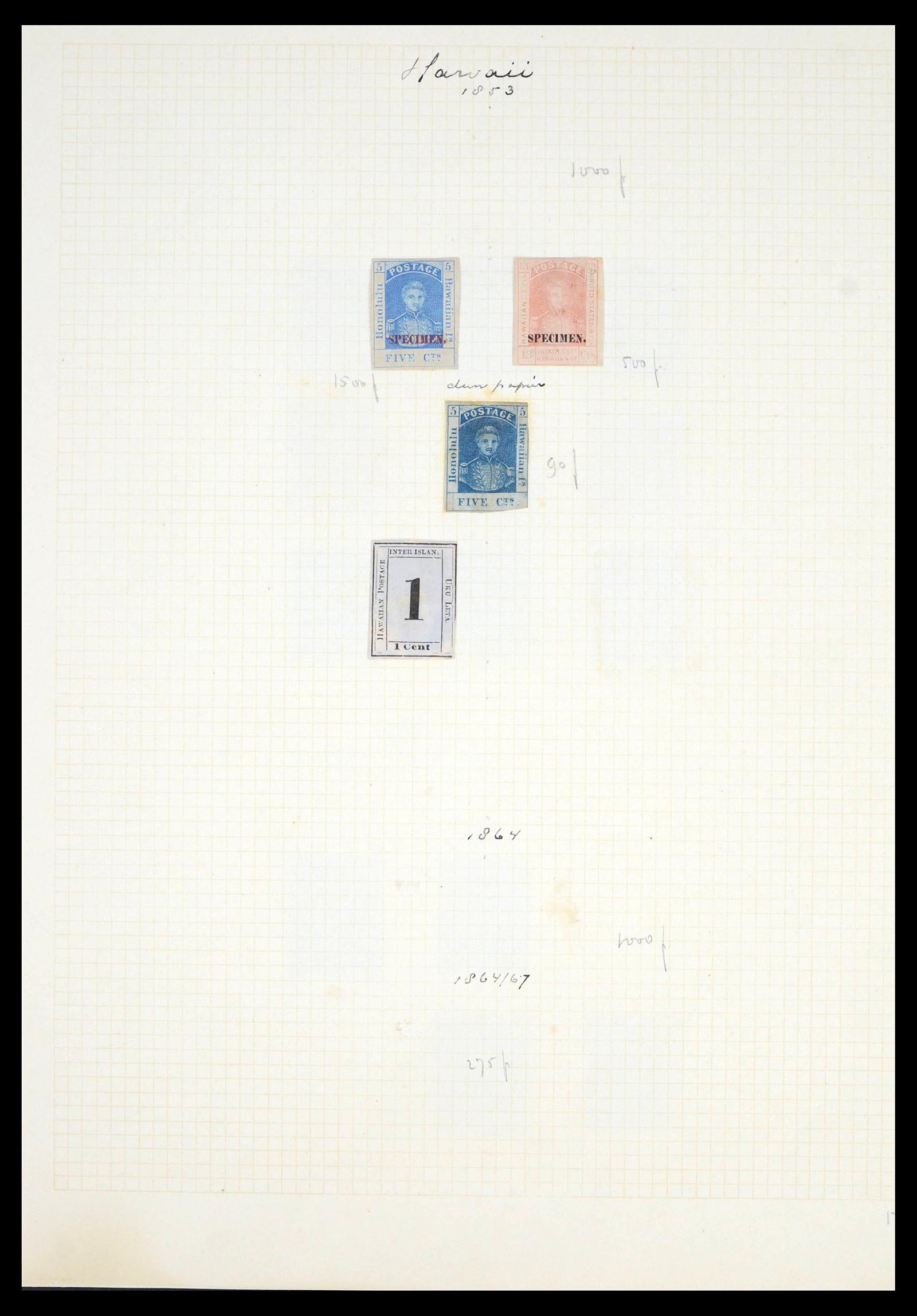 39454 0001 - Postzegelverzameling 39454 Hawaii 1853-1896.