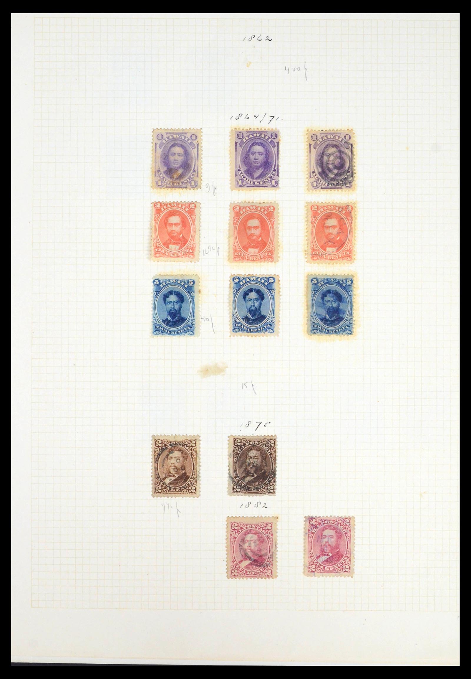39454 0002 - Postzegelverzameling 39454 Hawaii 1853-1896.