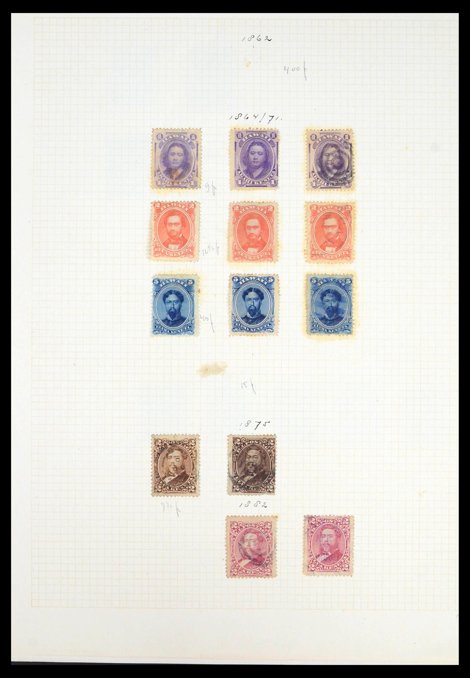 39454 0002 - Stamp collection 39454 Hawaii 1853-1896. 39454 0002 - Stamp collection 39454 Hawaii 1853-1896.