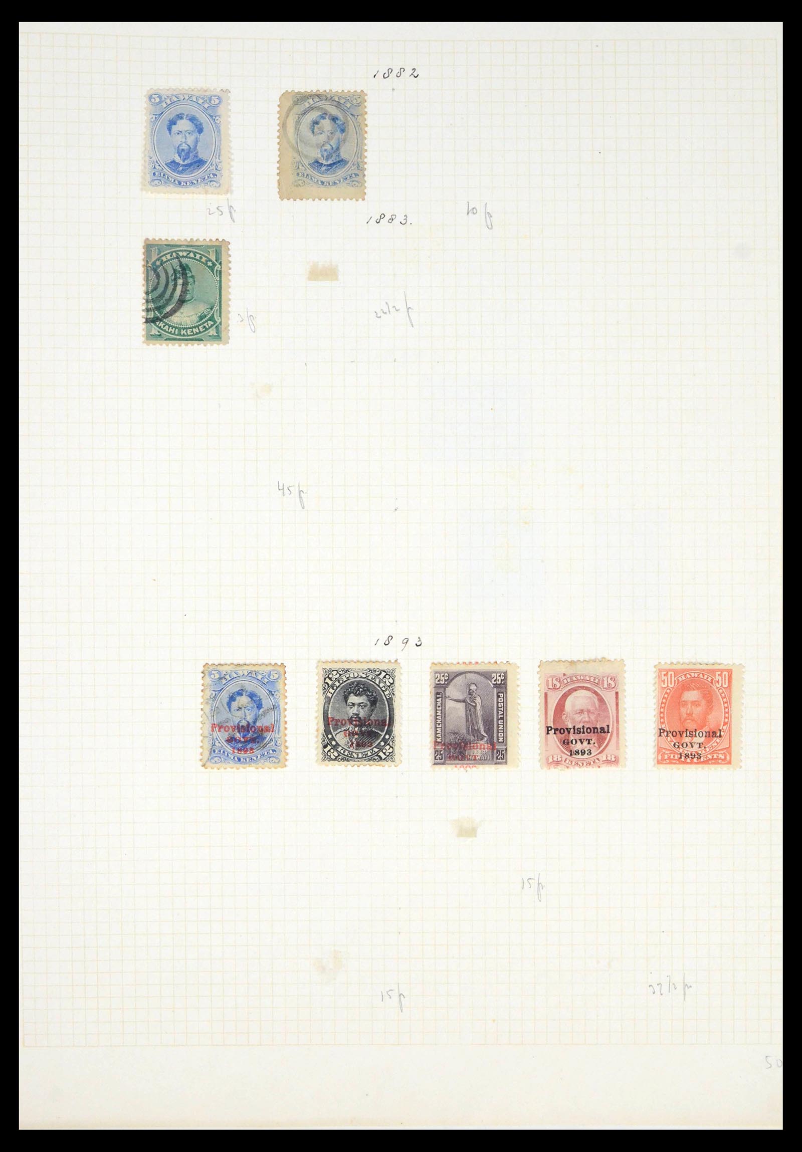 39454 0003 - Postzegelverzameling 39454 Hawaii 1853-1896.