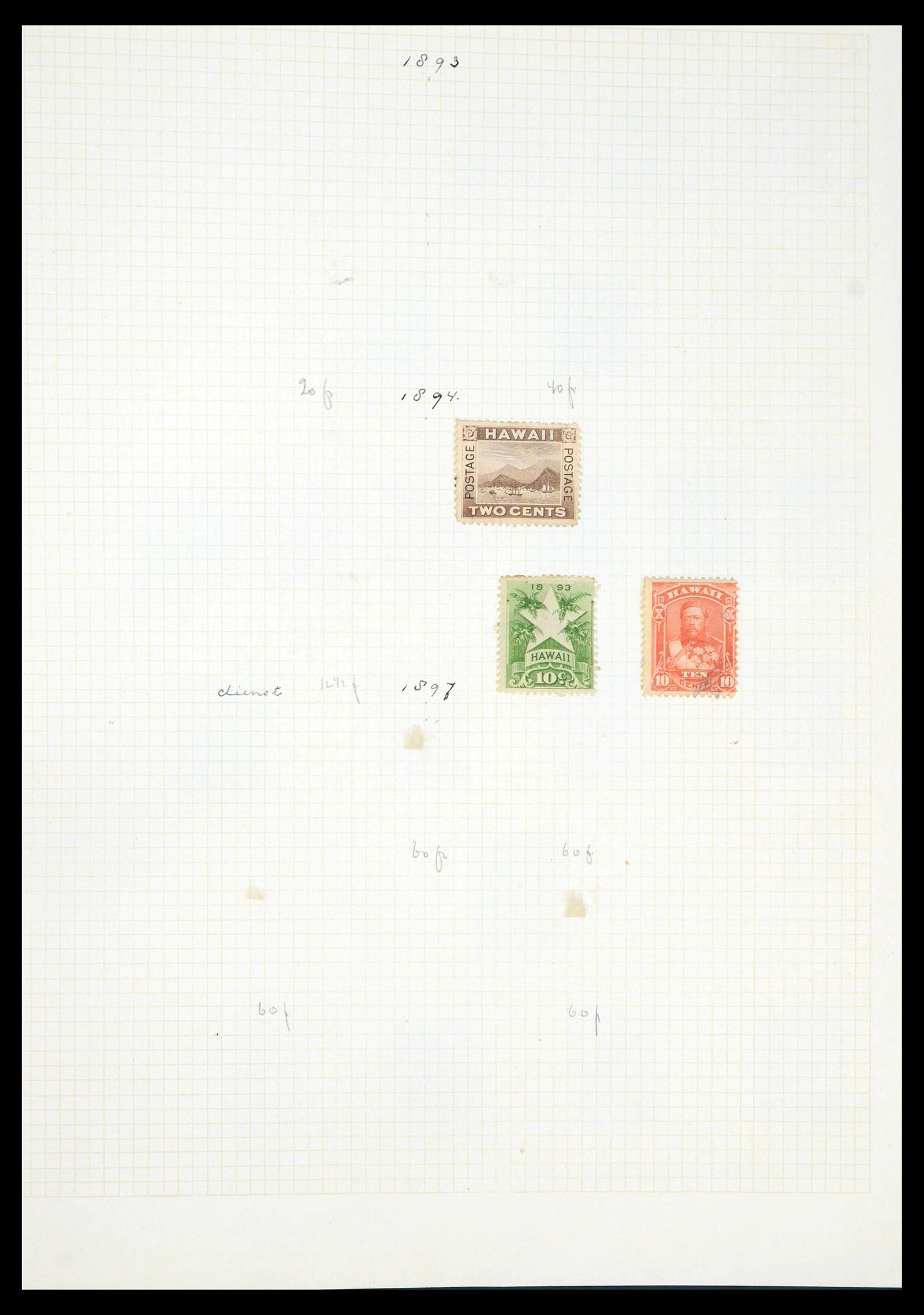 39454 0004 - Postzegelverzameling 39454 Hawaii 1853-1896.