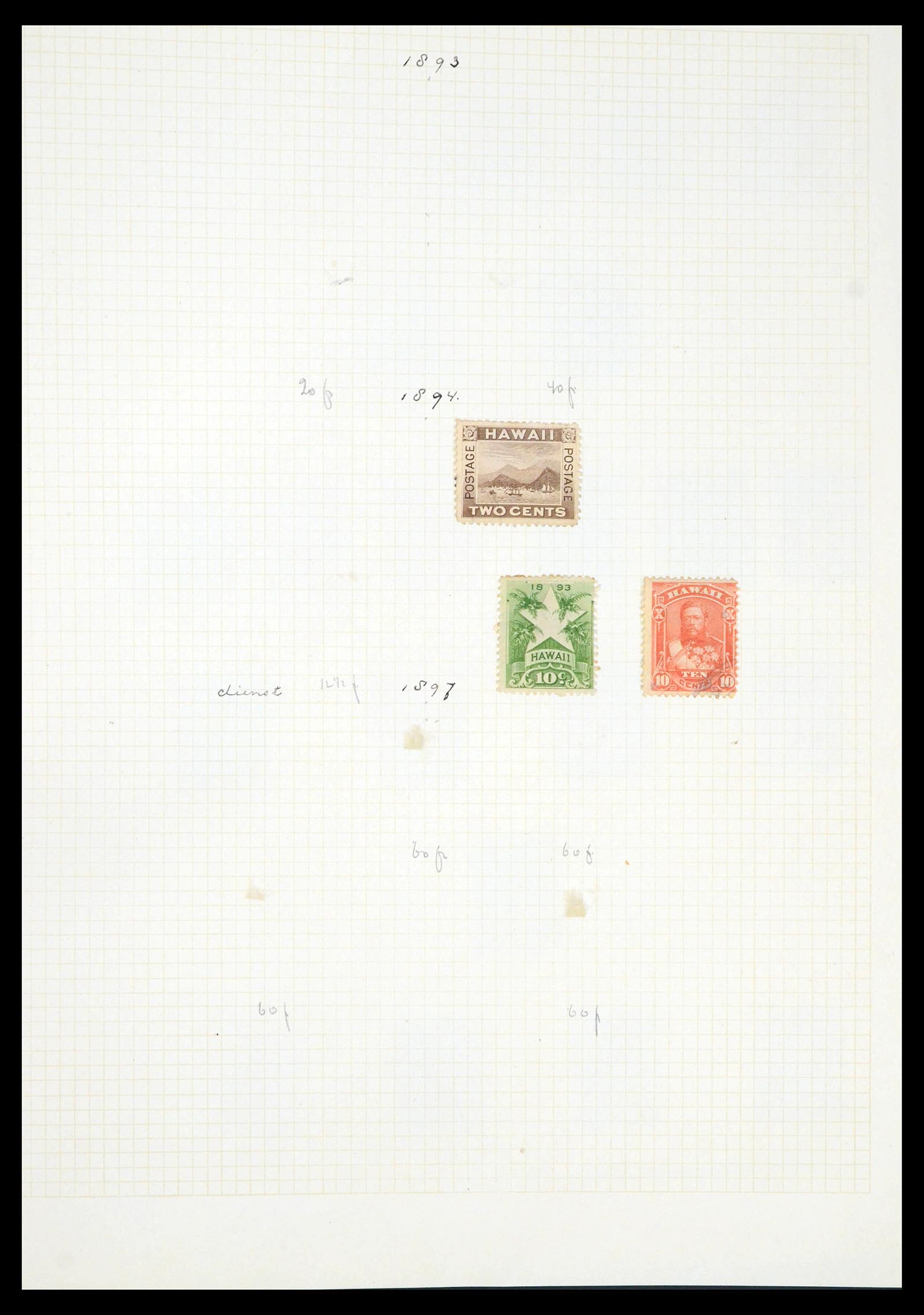 39454 0004 - Stamp collection 39454 Hawaii 1853-1896. 39454 0004 - Stamp collection 39454 Hawaii 1853-1896.