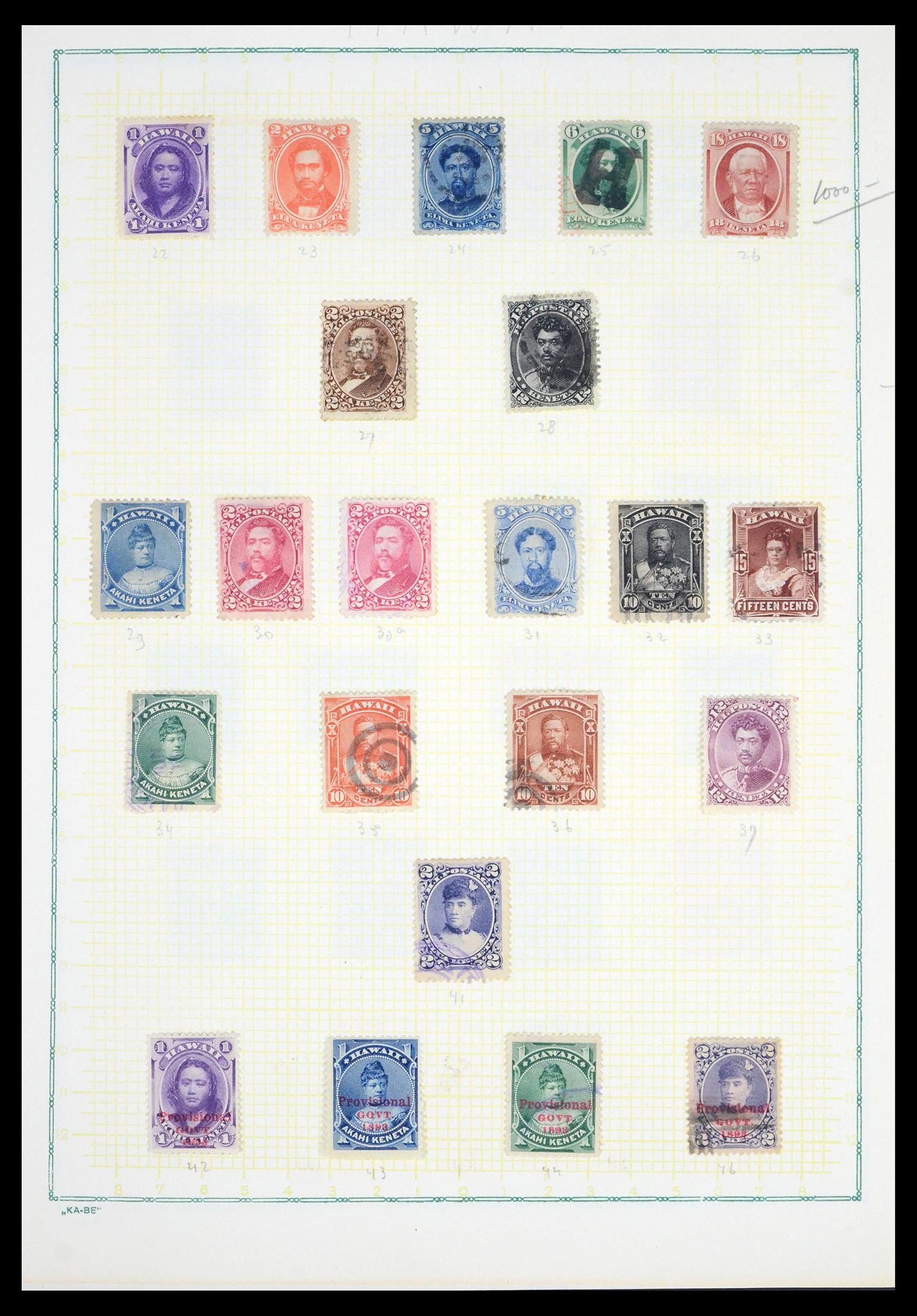 39454 0005 - Postzegelverzameling 39454 Hawaii 1853-1896.