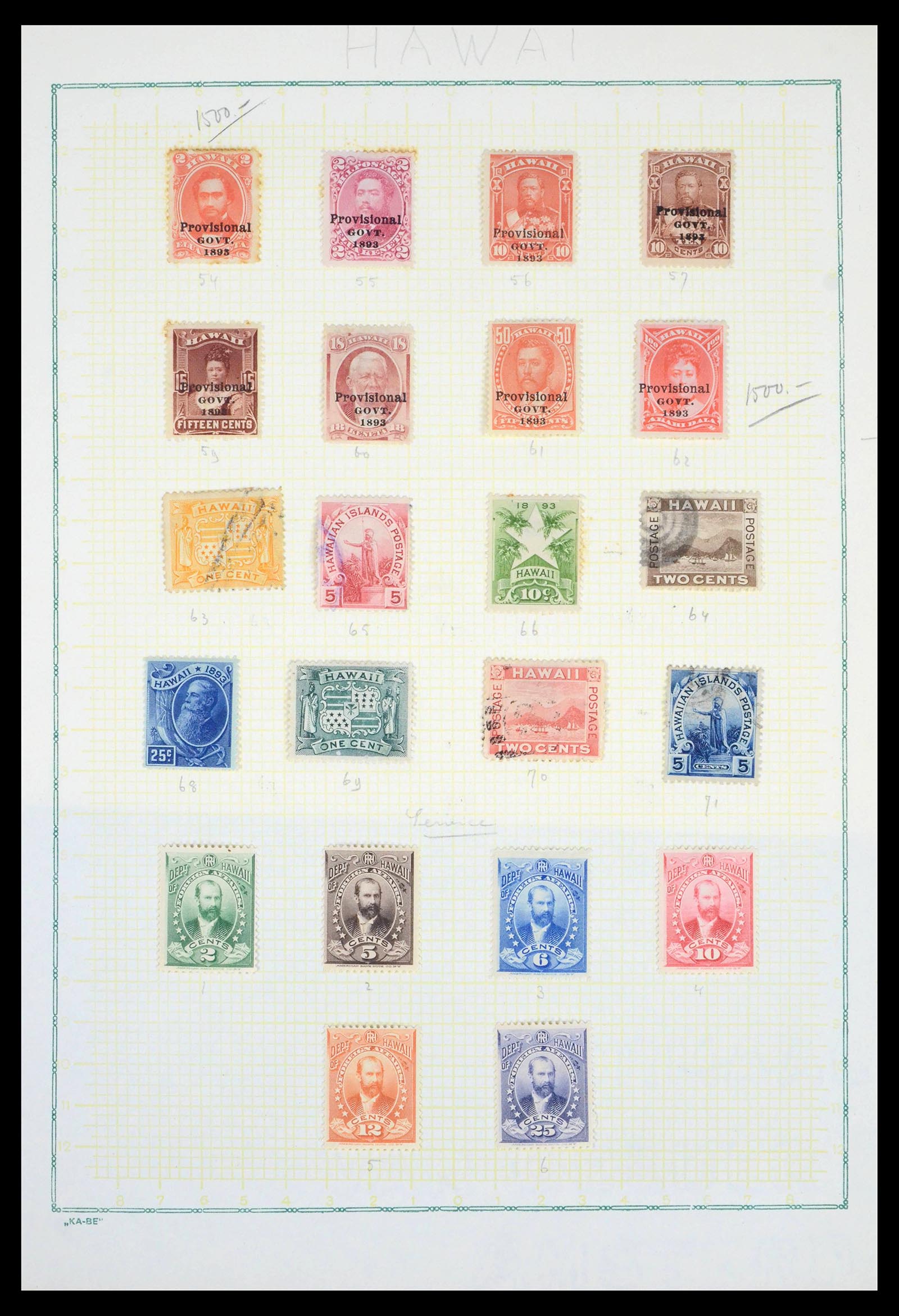 39454 0006 - Postzegelverzameling 39454 Hawaii 1853-1896.