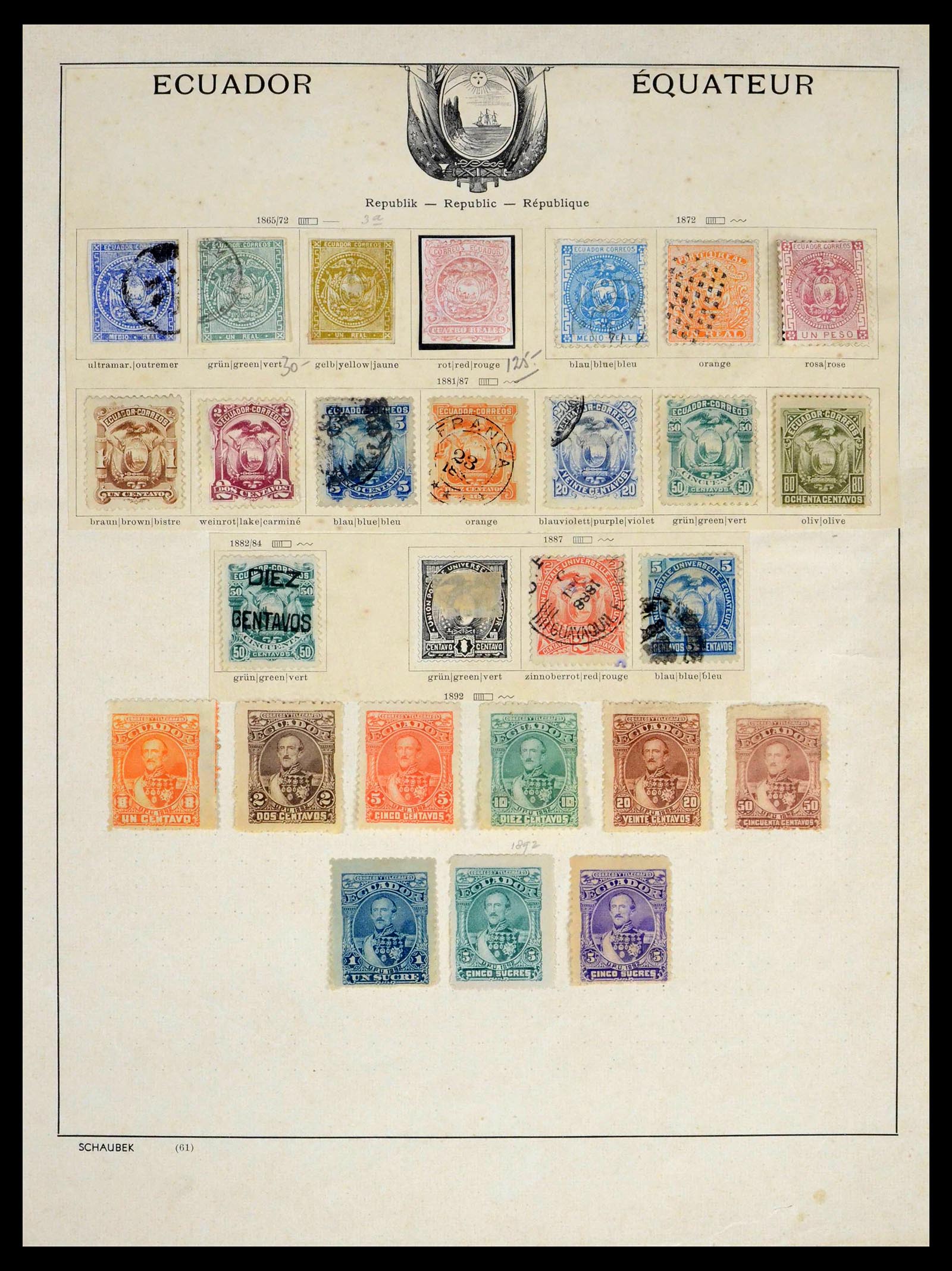 39456 0027 - Postzegelverzameling 39456 Ecuador 1865-1960.