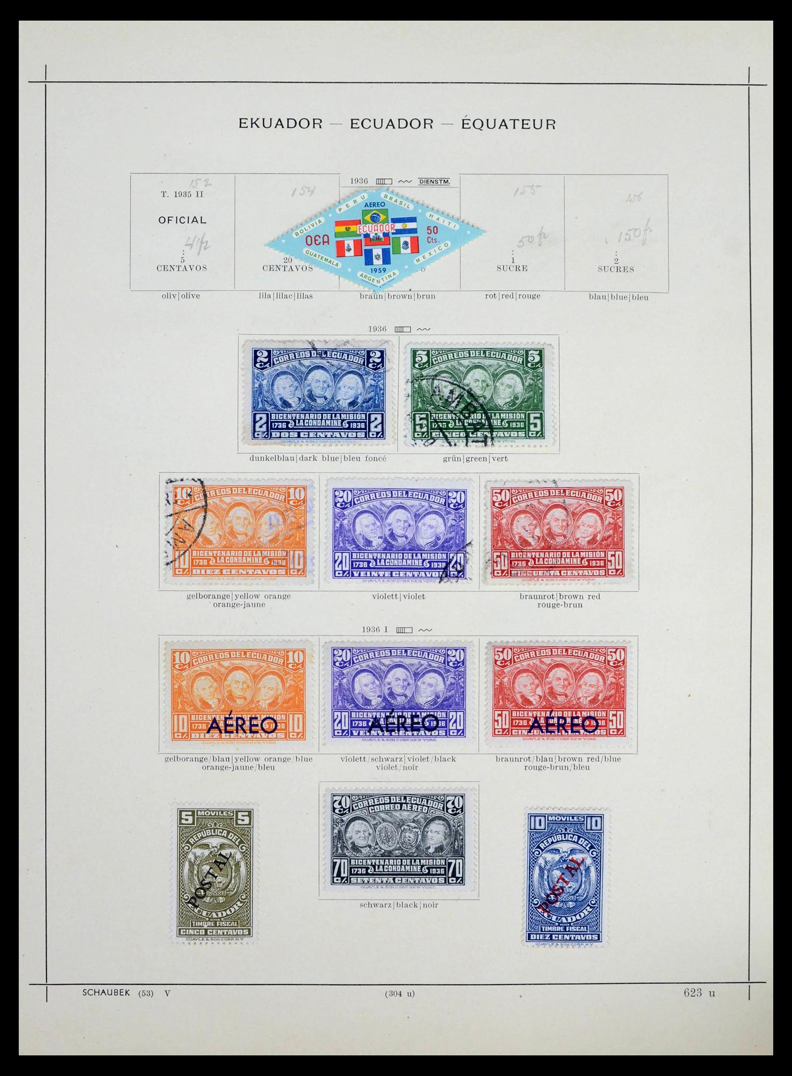 39456 0049 - Stamp collection 39456 Ecuador 1865-1960.