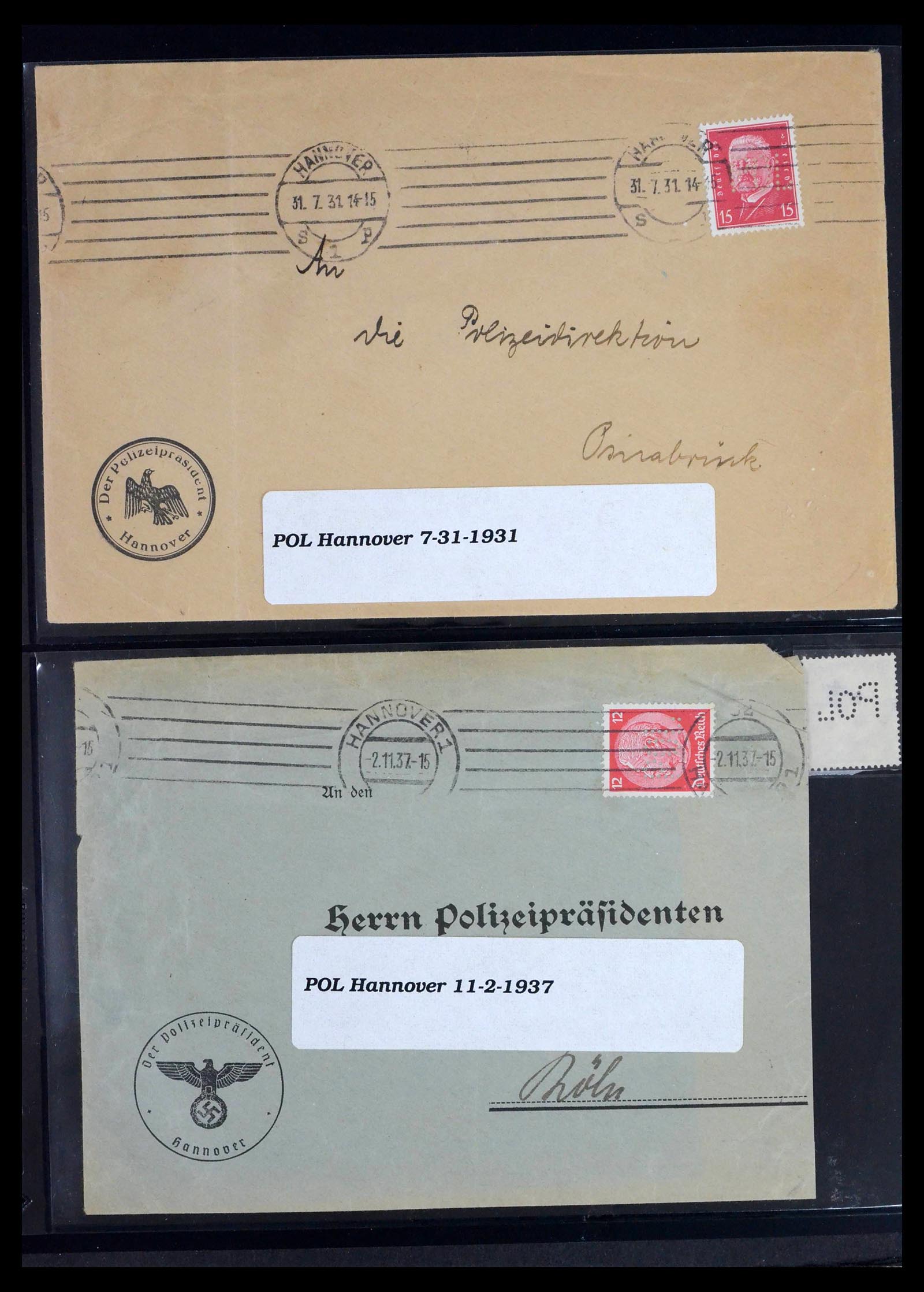 39458 0001 - Postzegelverzameling 39458 Duitsland POL lochungen 1926-1955.