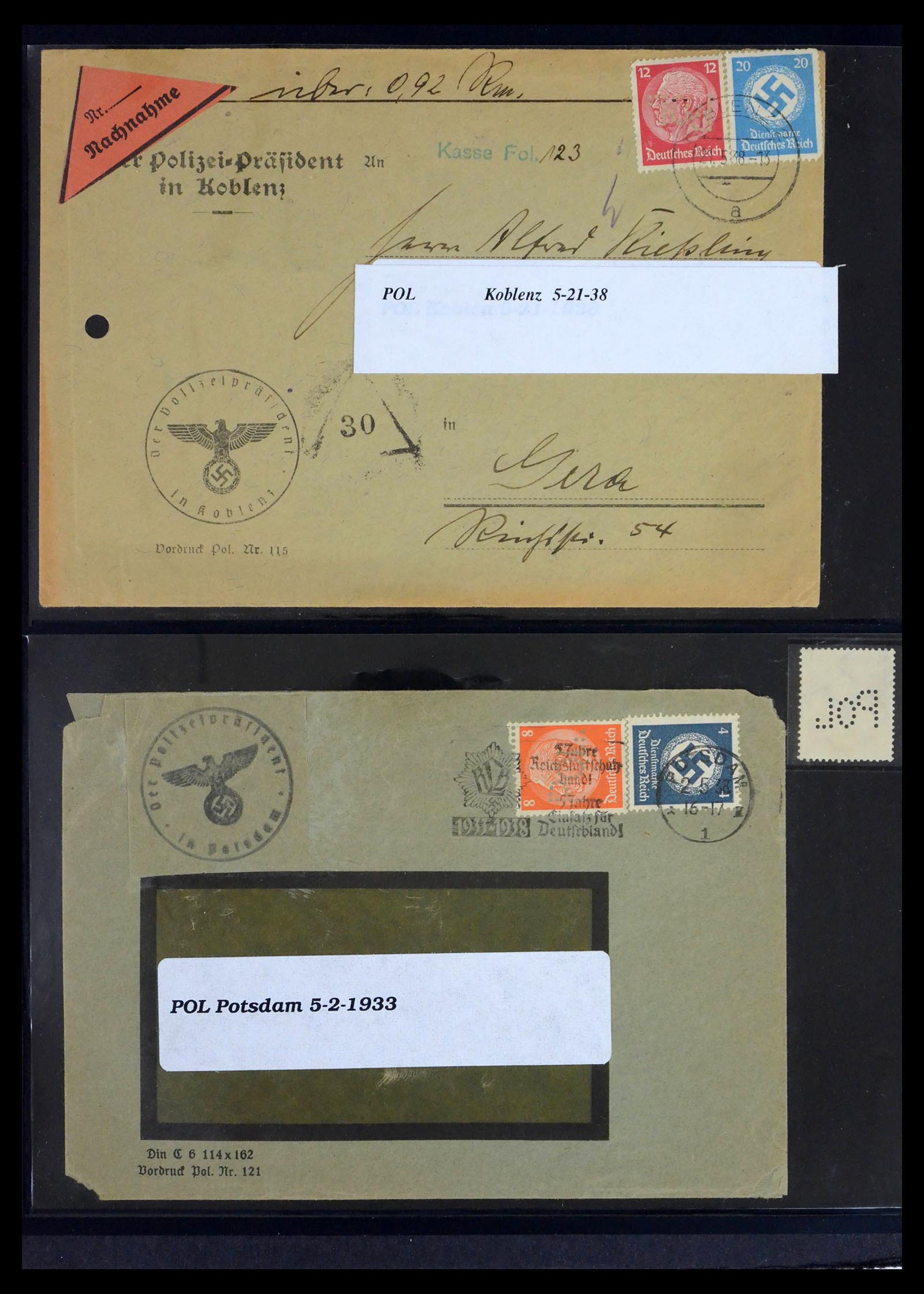 39458 0004 - Postzegelverzameling 39458 Duitsland POL lochungen 1926-1955.