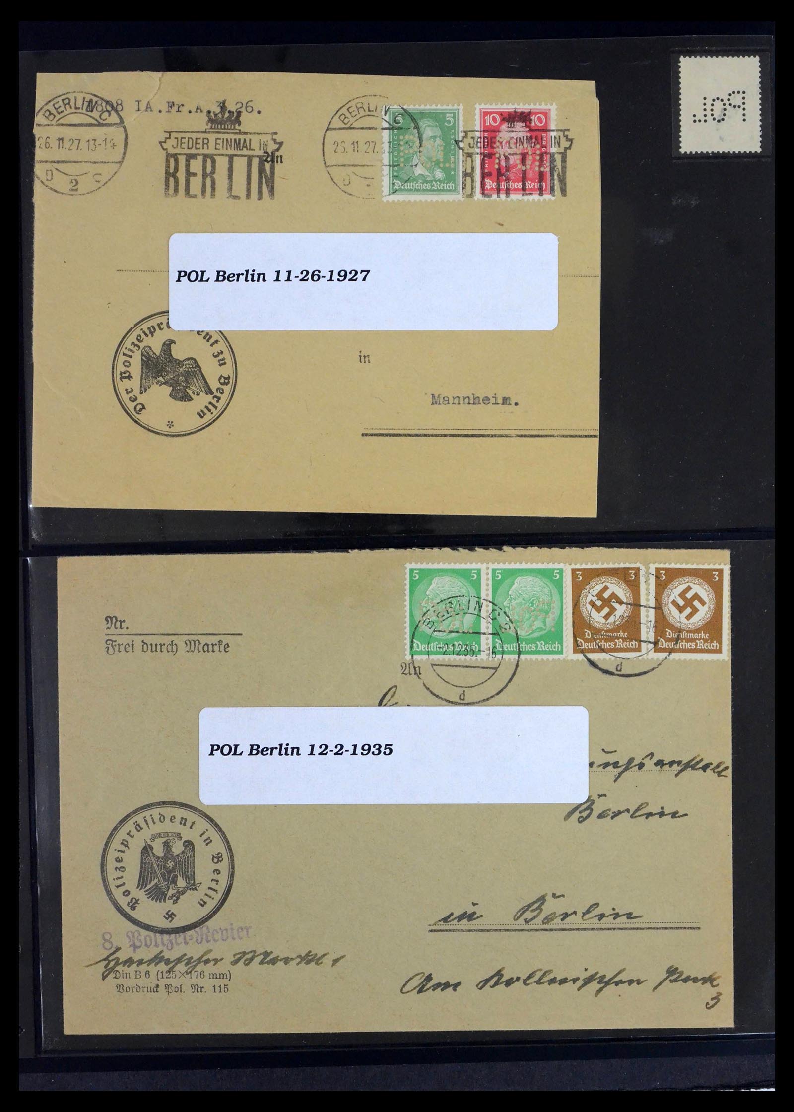 39458 0005 - Postzegelverzameling 39458 Duitsland POL lochungen 1926-1955.