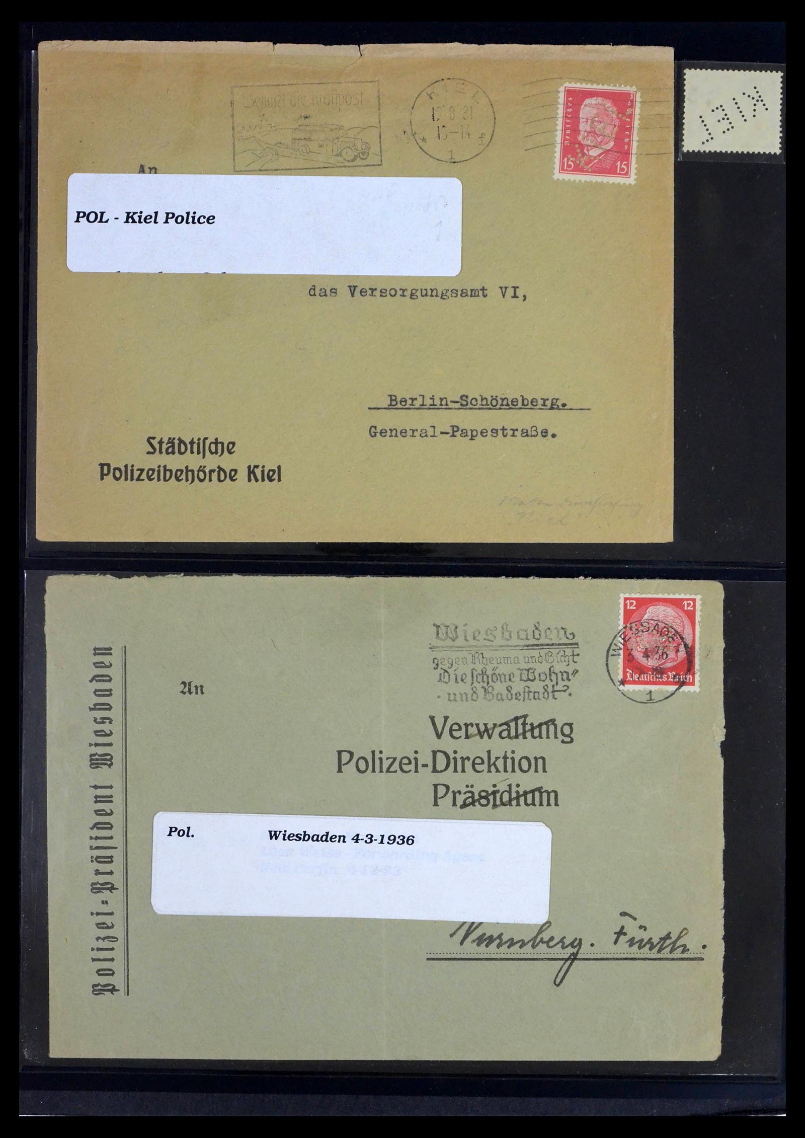 39458 0006 - Postzegelverzameling 39458 Duitsland POL lochungen 1926-1955.