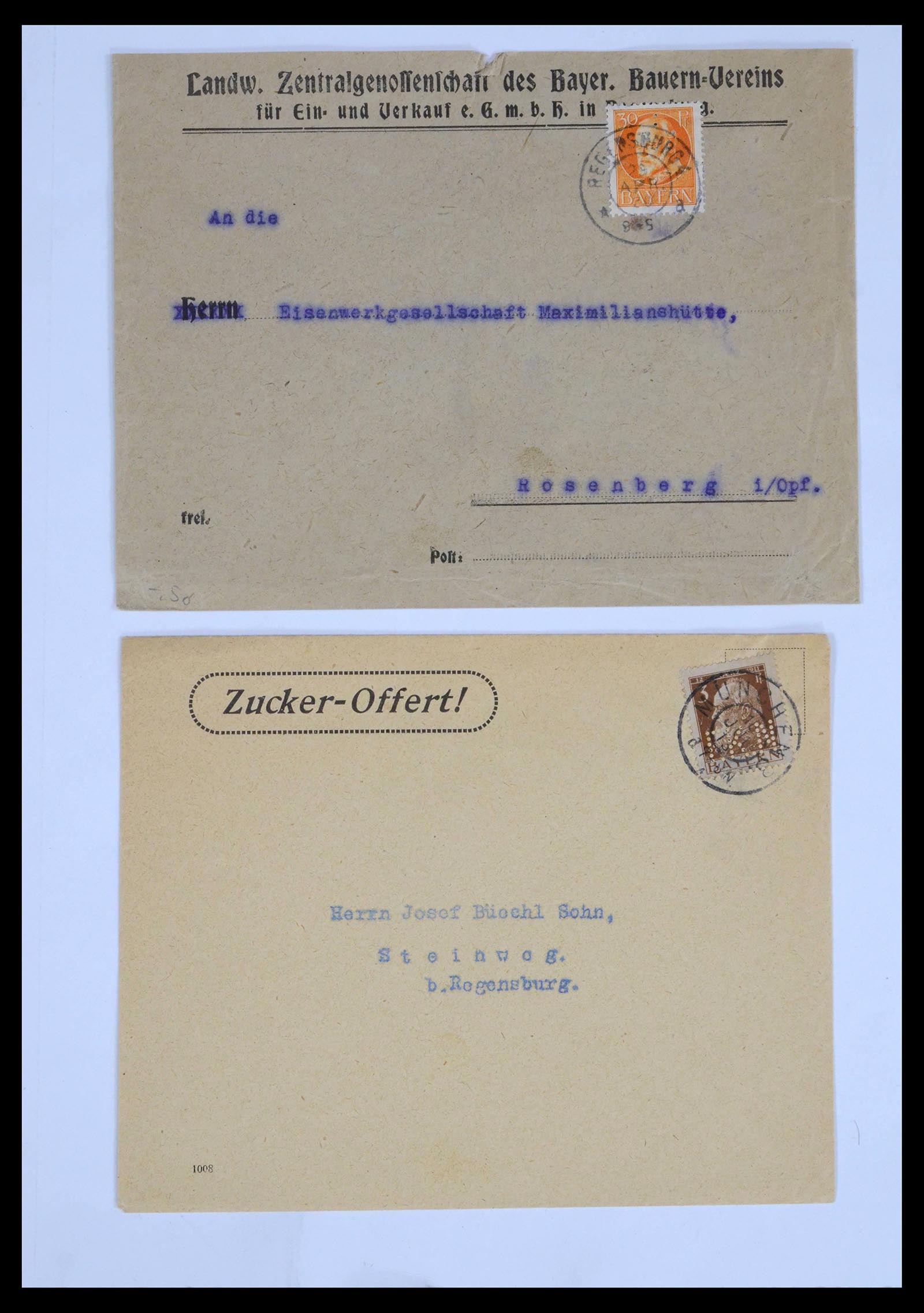 39463 0003 - Postzegelverzameling 39463 Beieren perfins 1880-1920.