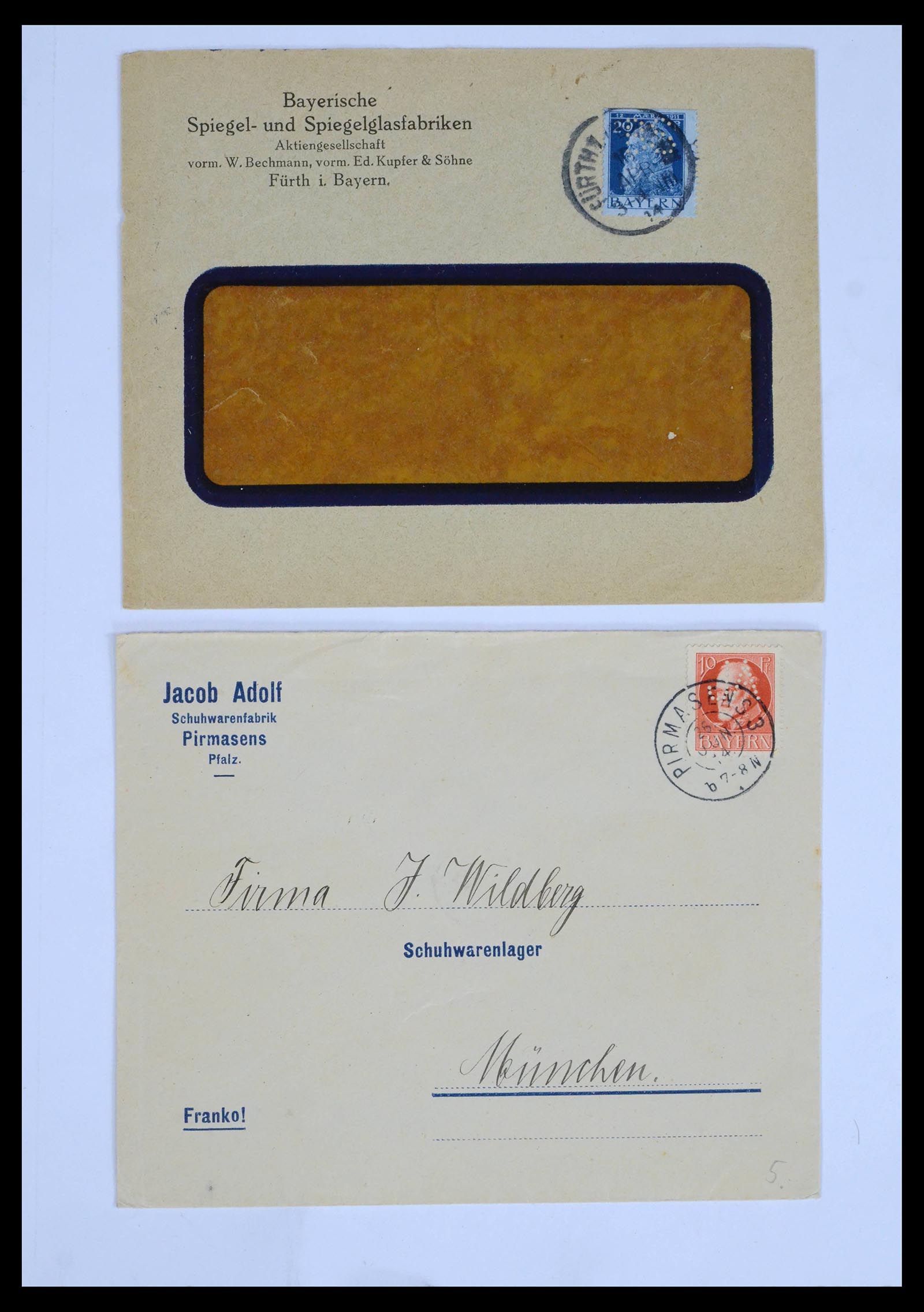 39463 0004 - Postzegelverzameling 39463 Beieren perfins 1880-1920.
