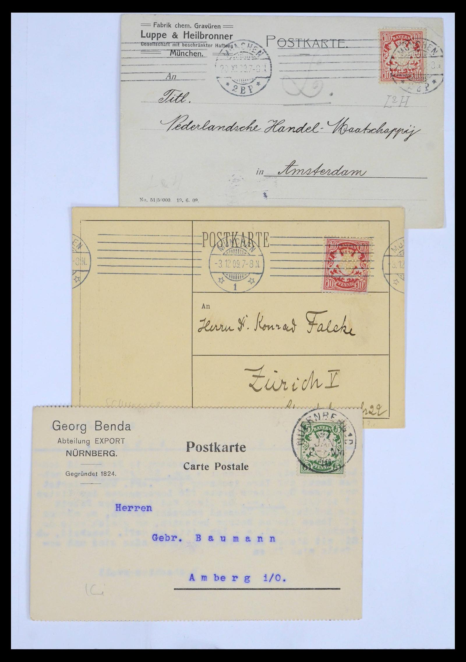 39463 0009 - Postzegelverzameling 39463 Beieren perfins 1880-1920.