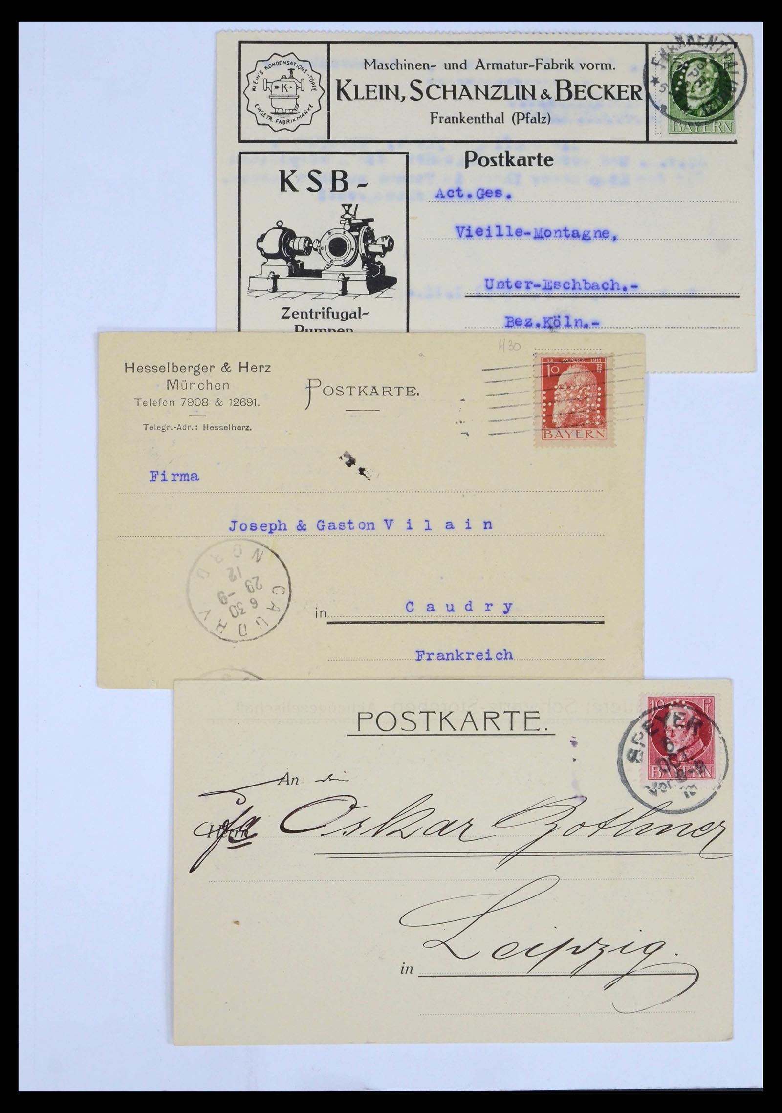 39463 0015 - Postzegelverzameling 39463 Beieren perfins 1880-1920.