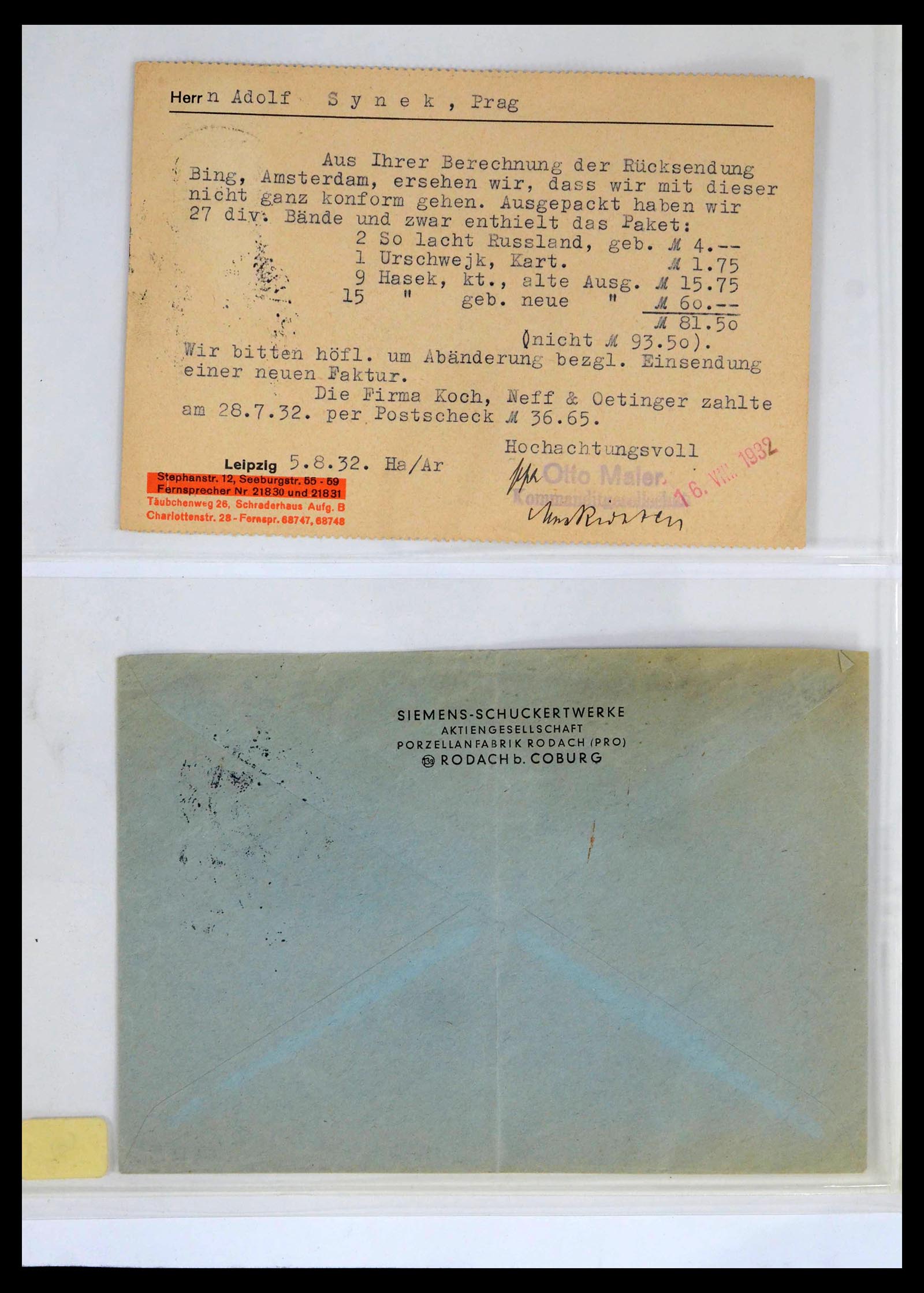 39464 0004 - Postzegelverzameling 39464 Duitse Rijk perfins op brief 1886-1943.