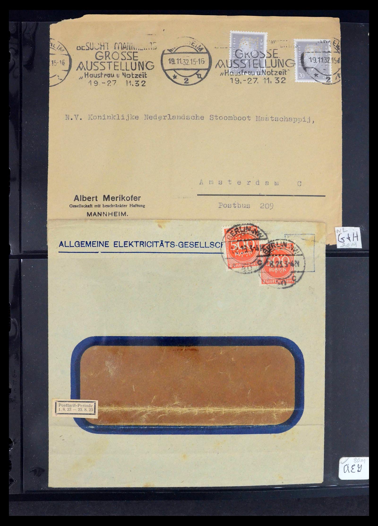 39464 0007 - Postzegelverzameling 39464 Duitse Rijk perfins op brief 1886-1943.