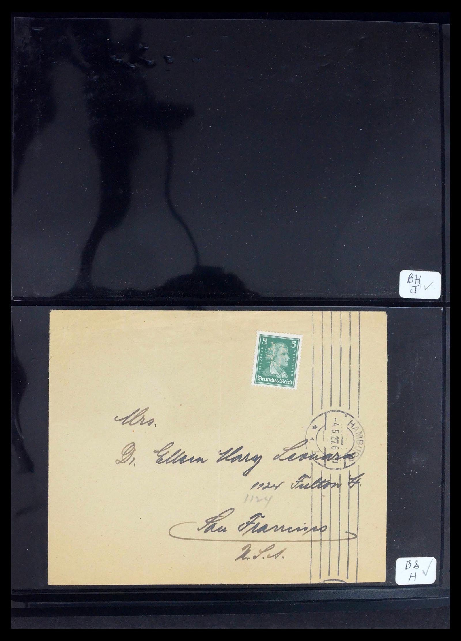 39464 0012 - Postzegelverzameling 39464 Duitse Rijk perfins op brief 1886-1943.