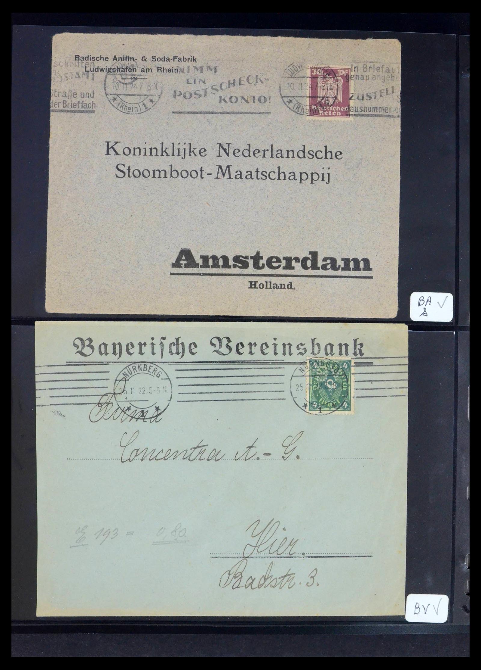 39464 0016 - Postzegelverzameling 39464 Duitse Rijk perfins op brief 1886-1943.