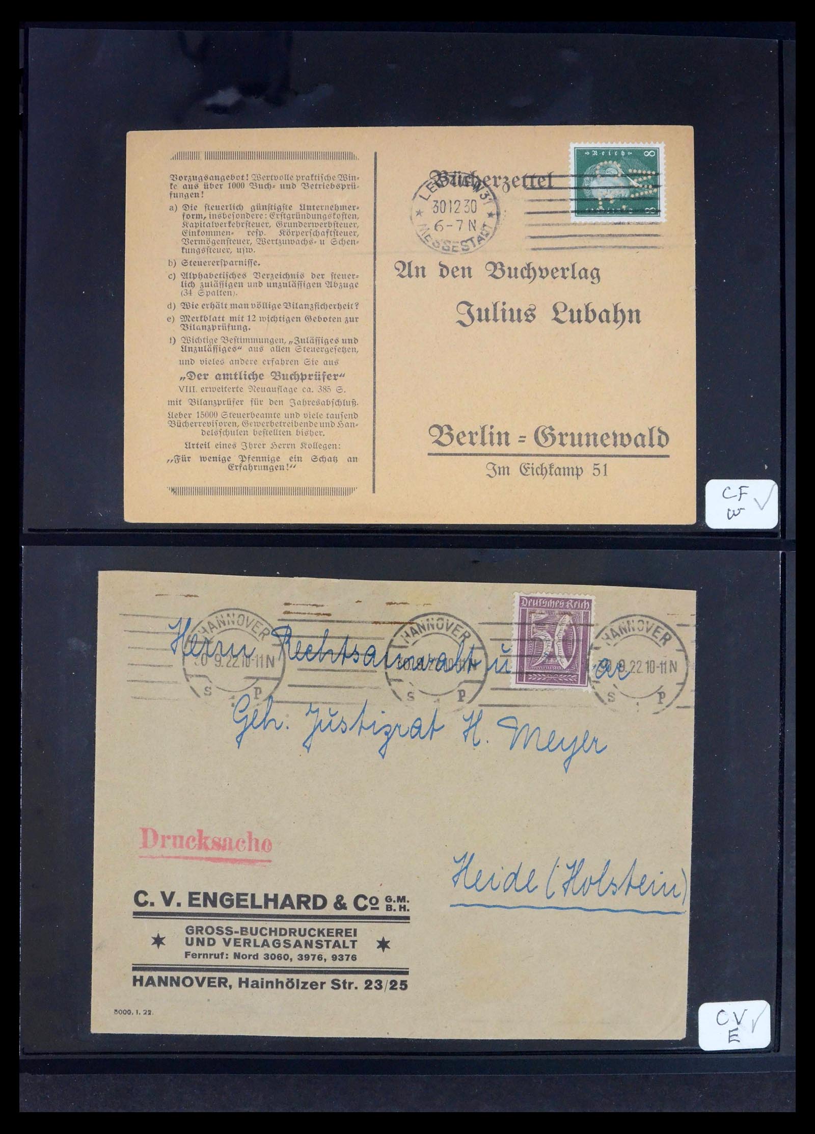 39464 0018 - Postzegelverzameling 39464 Duitse Rijk perfins op brief 1886-1943.